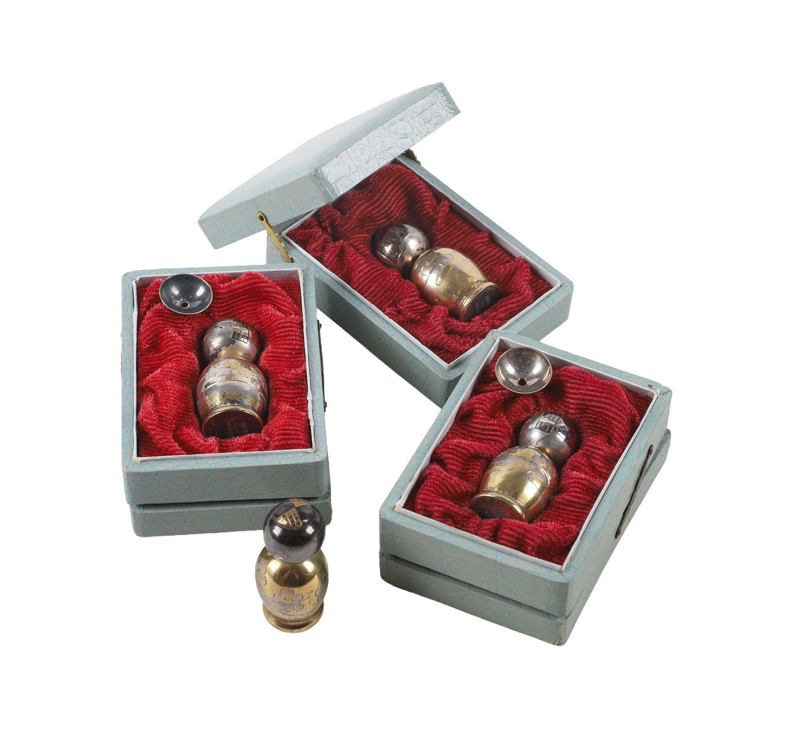(4) Vintage Japanese 950 Silver Kokeshi Scent Bottles (1 of 8)