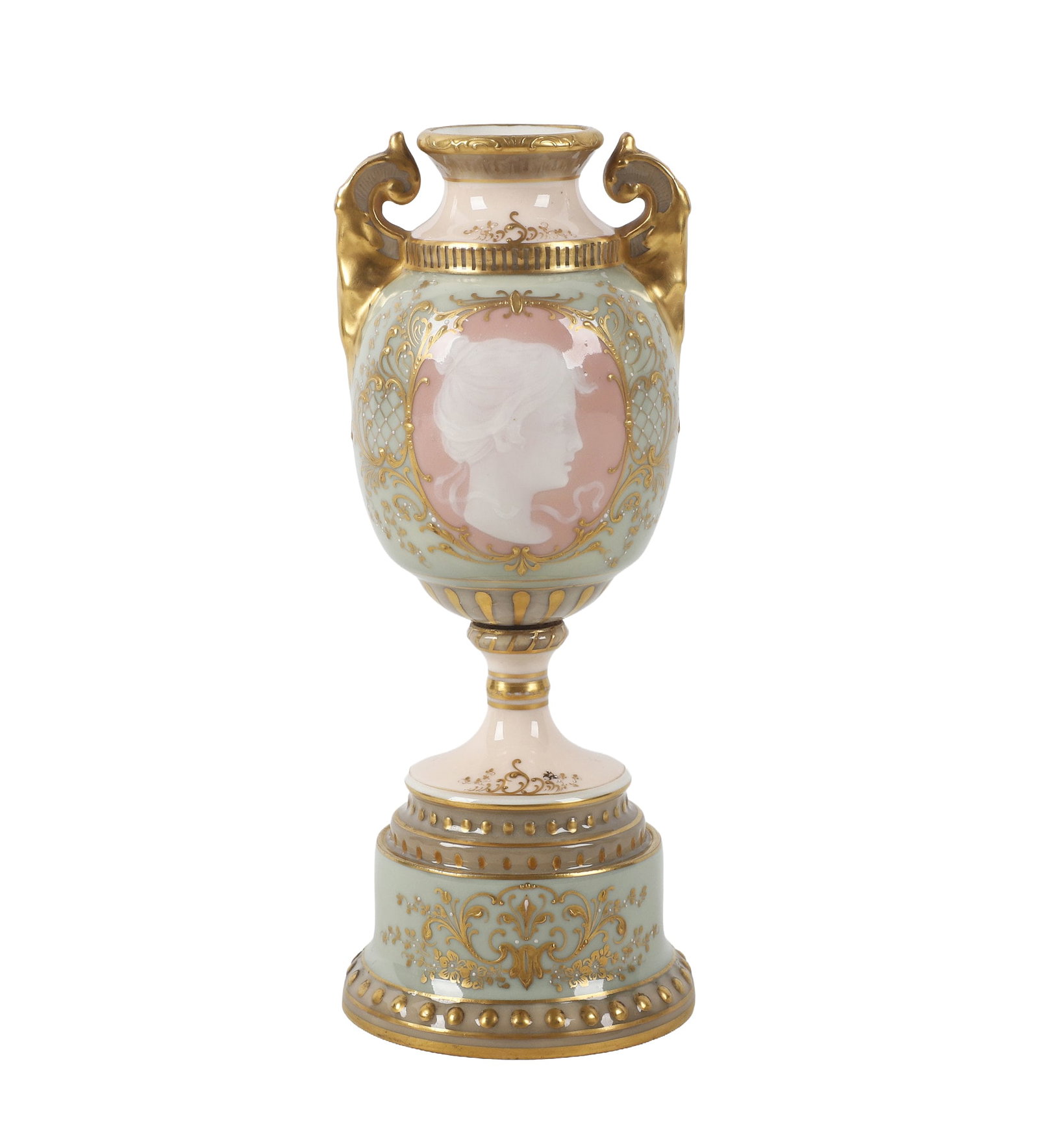 19th C. Minton Style Pate Sur Pate Porcelain Pedestal Vase (1 of 15)
