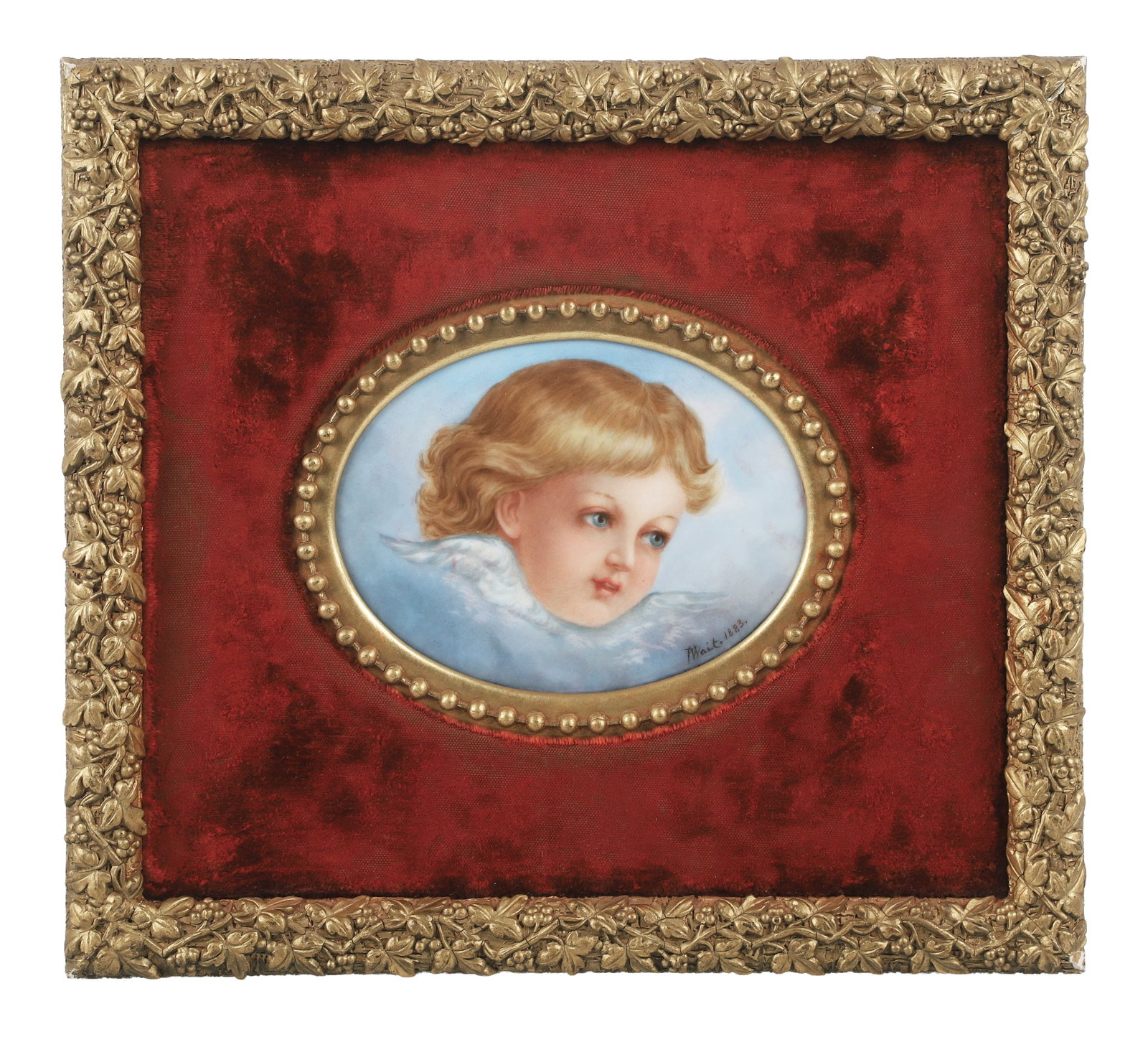 Framed Porcelain Portrait Plaque, Signed, Dated 1883 (1 of 5)