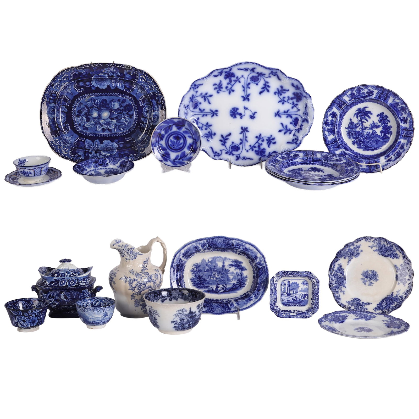 (18) Antique Flow Blue Transferware Collection (1 of 20)