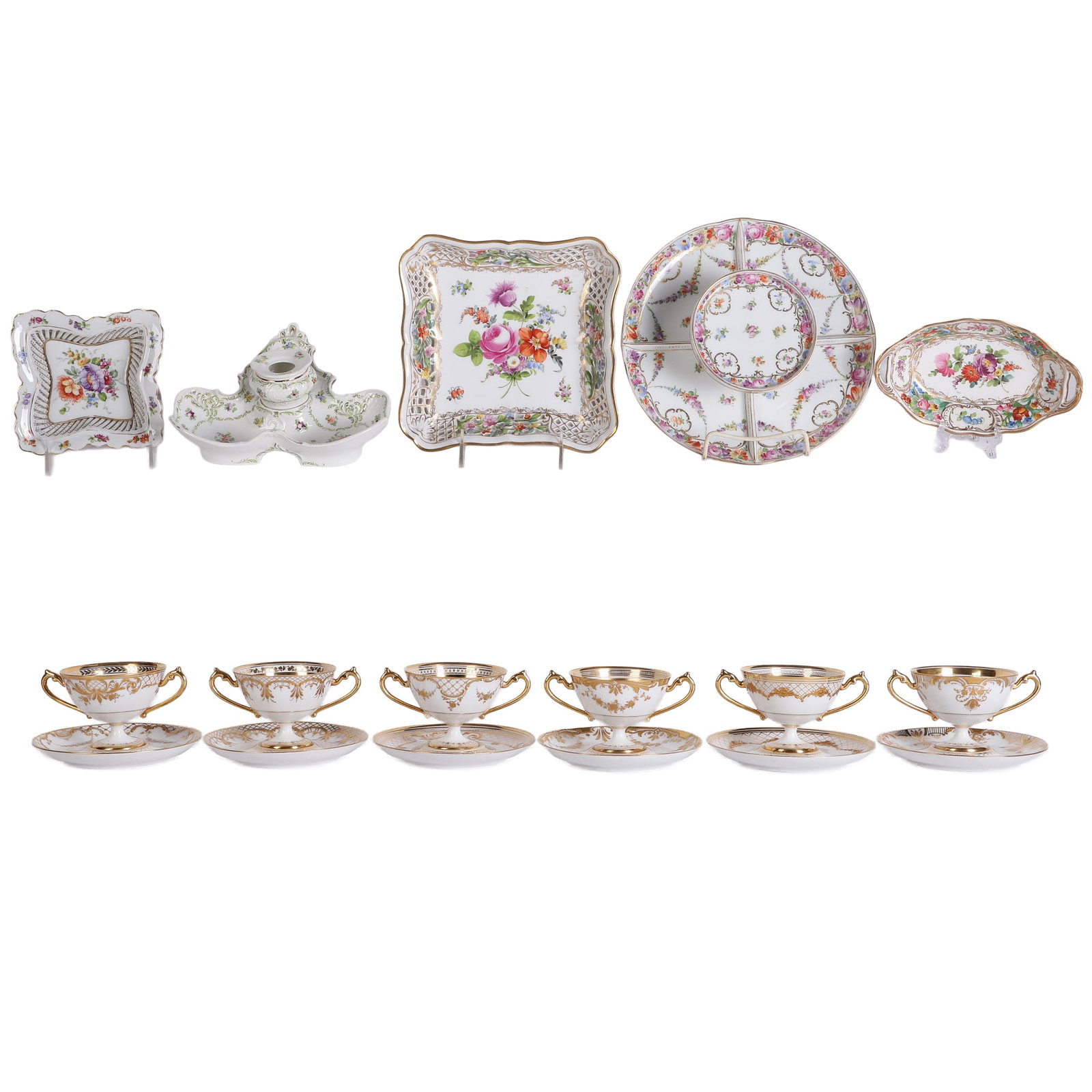 (11) Dresden Porcelain Feat. Cup/Saucer Set (1 of 20)