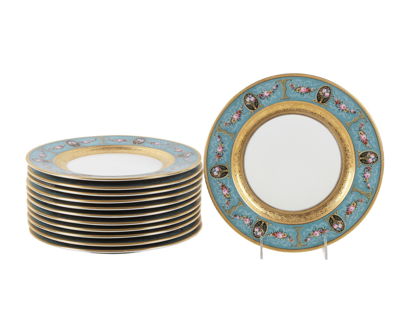 (12) Antique Albert Pick 'Black Knight' Hotel Sinton Exclusive Porcelain Plates (1 of 9)