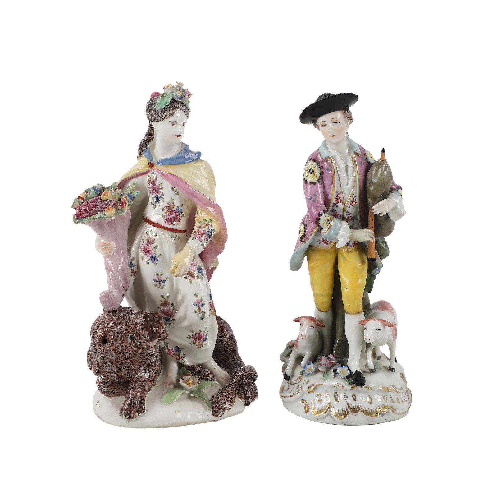 Antique Porcelain Figure, Ceres & Lion w/ Shepard Bagpiper and Lambs (1 of 20)