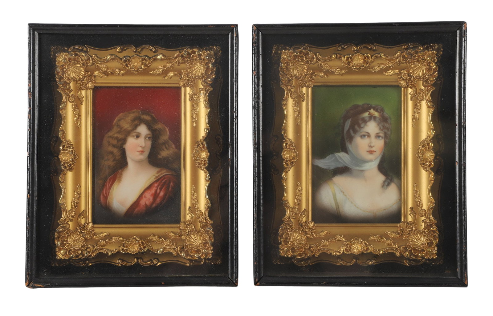 (2) Framed Porcelain Portraits in Shadowboxes (1 of 7)