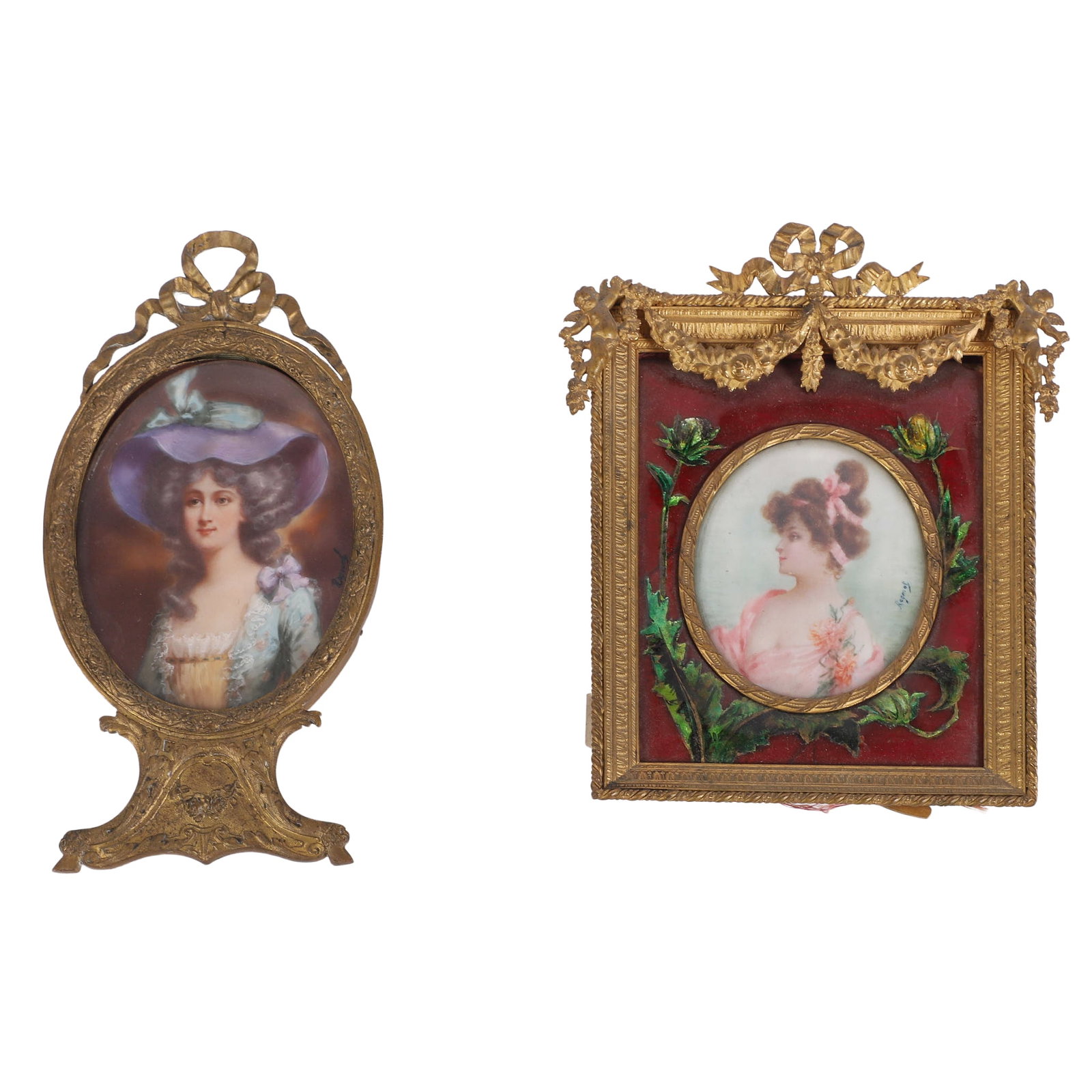 (2) Miniature Portrait Paintings, Matching Signatures (1 of 12)