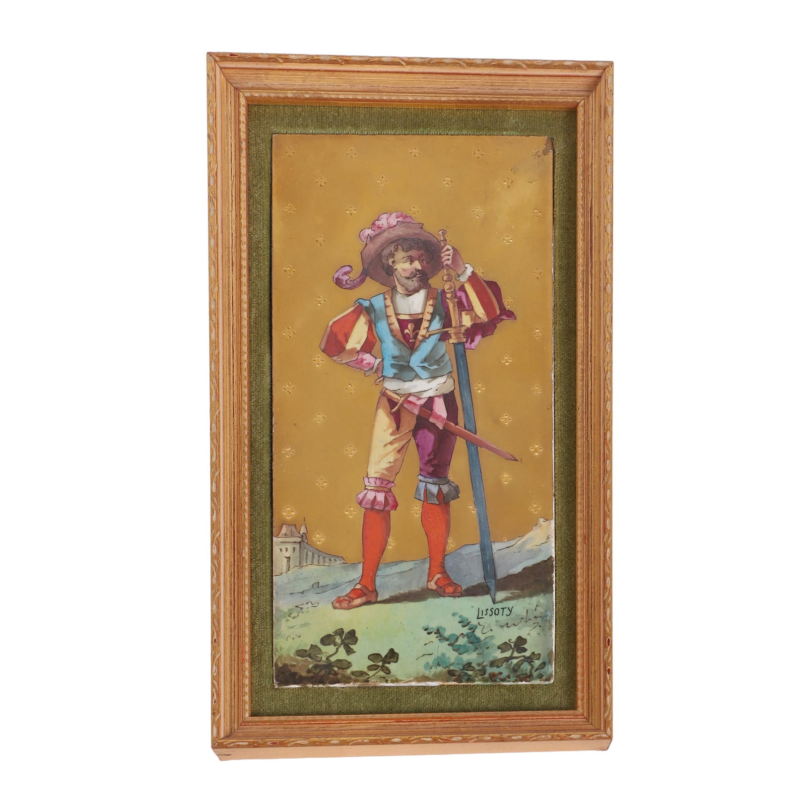 Porcelain Painting of a Cavalier, Signed Lisotty (1 of 6)