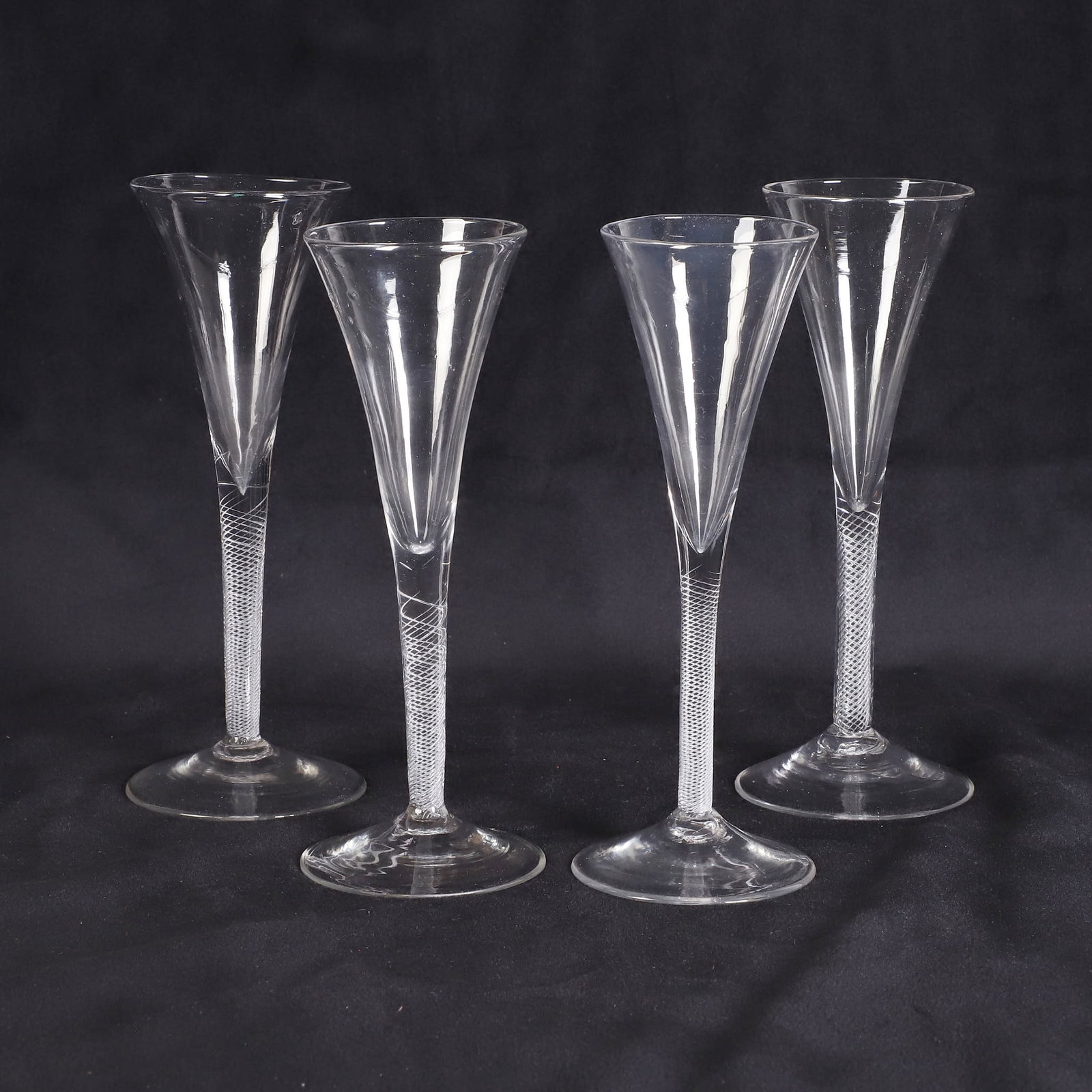 (4) 18th C. Georgian Hand Blown Air Twist Stem Glasses (1 of 6)