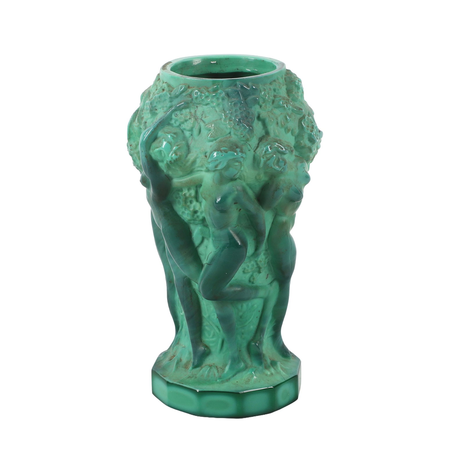 Moser Attributed Malachite Glass Dancing Nymph Vase (1 of 17)