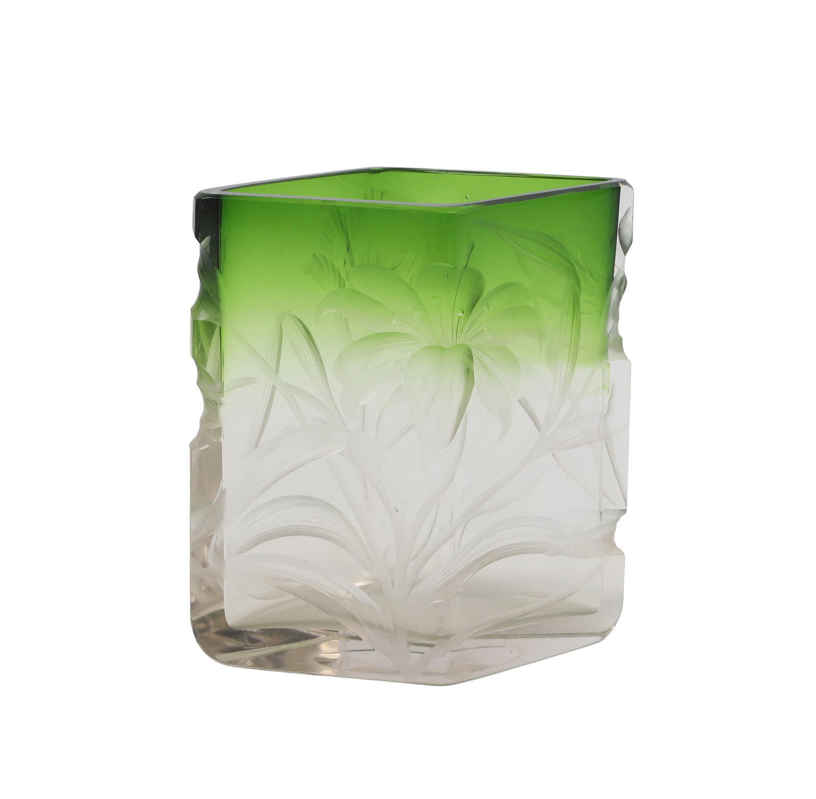 Moser Intaglio Green to Clear Art Glass Vase (1 of 13)