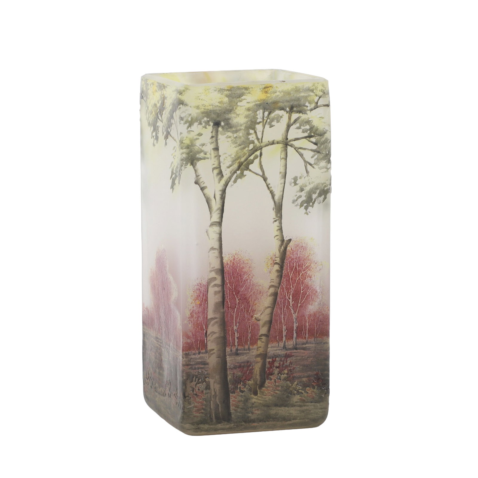 Signed Nancy Daum Forest Cameo Art Glass Vase (1 of 13)