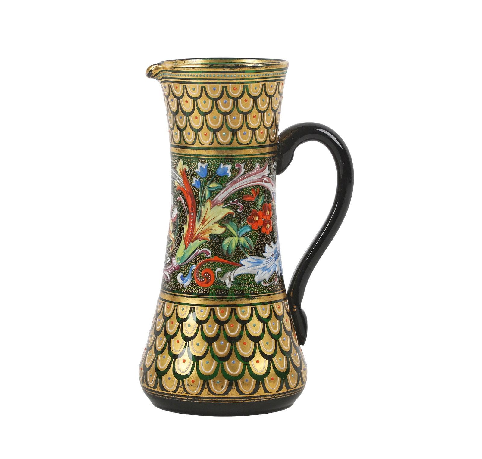 Moser Style Art Glass Enamel Fish Scale Pitcher (1 of 15)