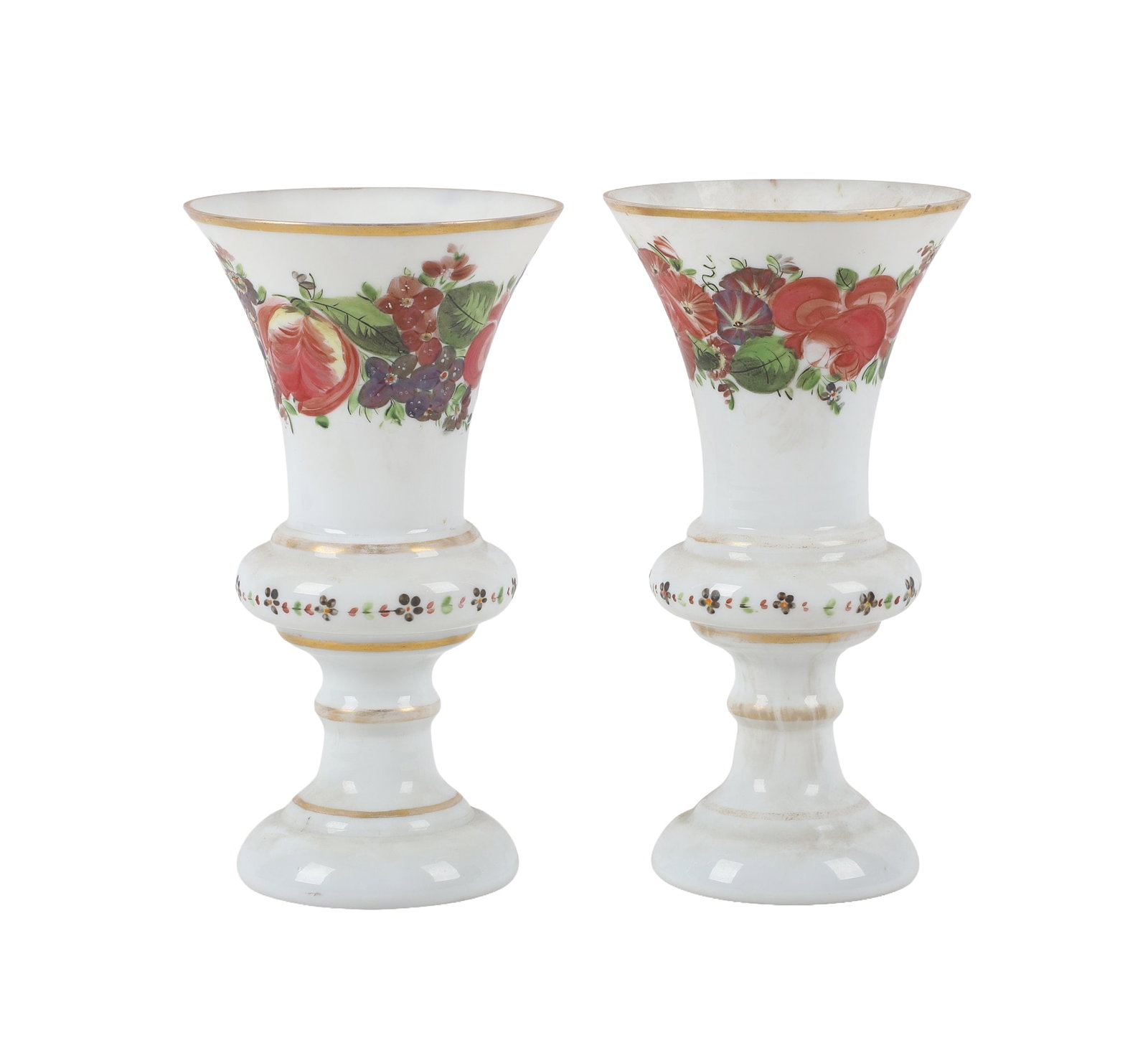 Pair of 19th C. French White Opaline Glass Vases (1 of 9)