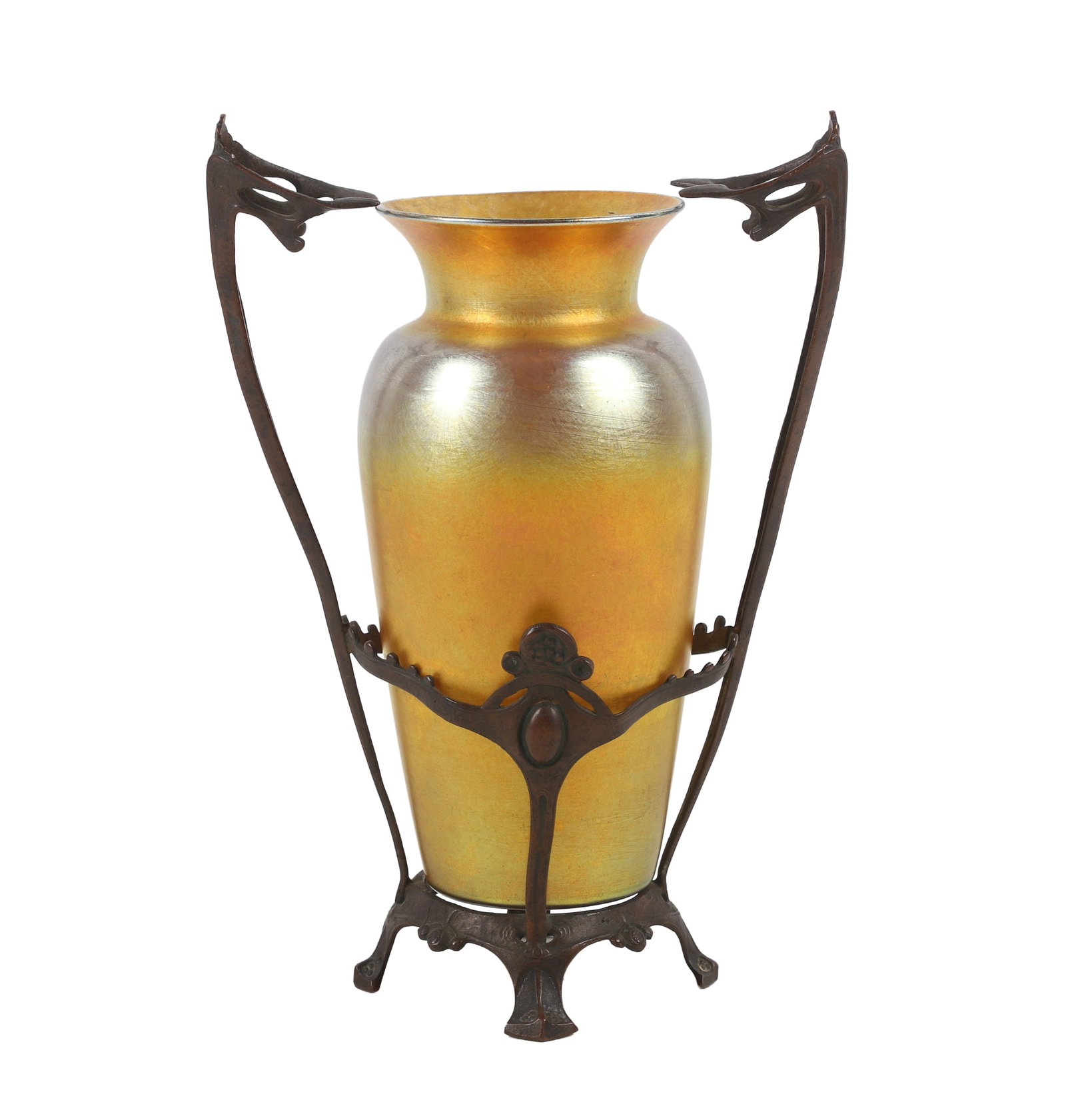 Tiffany Style Vase in Metal Stand (1 of 19)