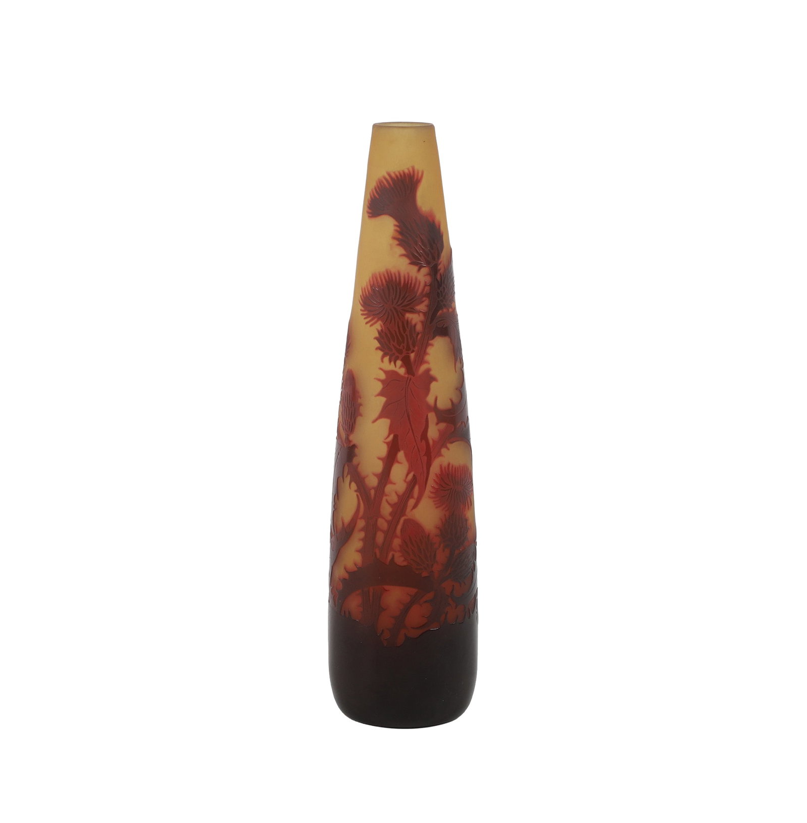 Art Nouveau Cameo Art Glass Thistle Bud Vase, Signed D'Argental (1 of 11)