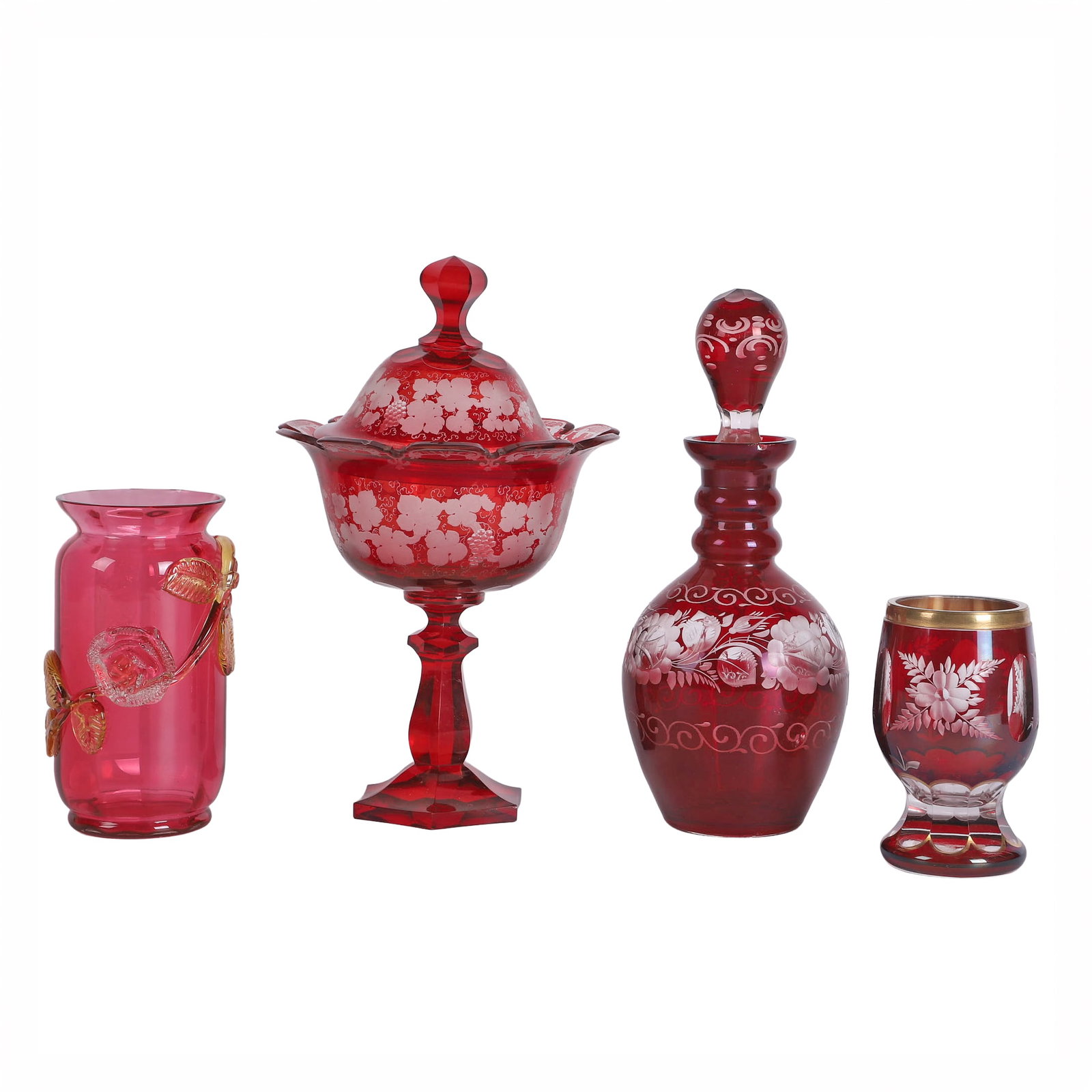 (4) Antique Ruby/Cranberry Glass Selection (1 of 18)