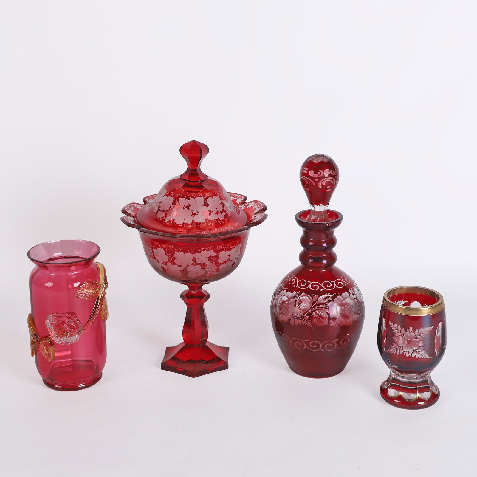 (4) Antique Ruby/Cranberry Glass Selection - 2