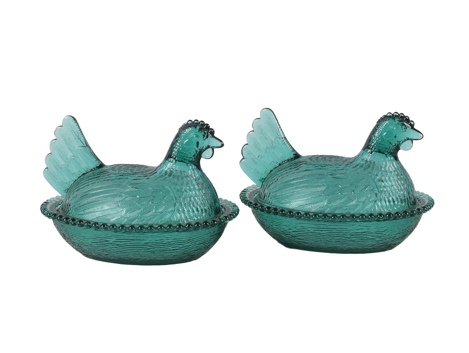 (2) Indiana Glass Blue/Green Hen on Nest (1 of 7)