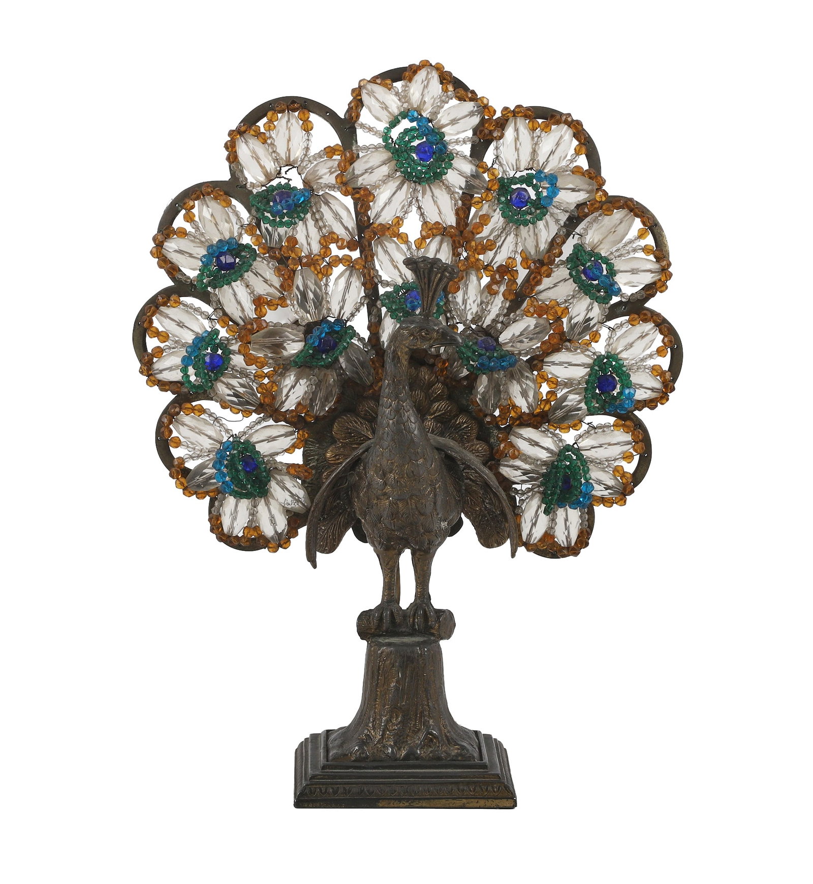 Art Deco Bronze Crystal Peacock Lamp (1 of 19)