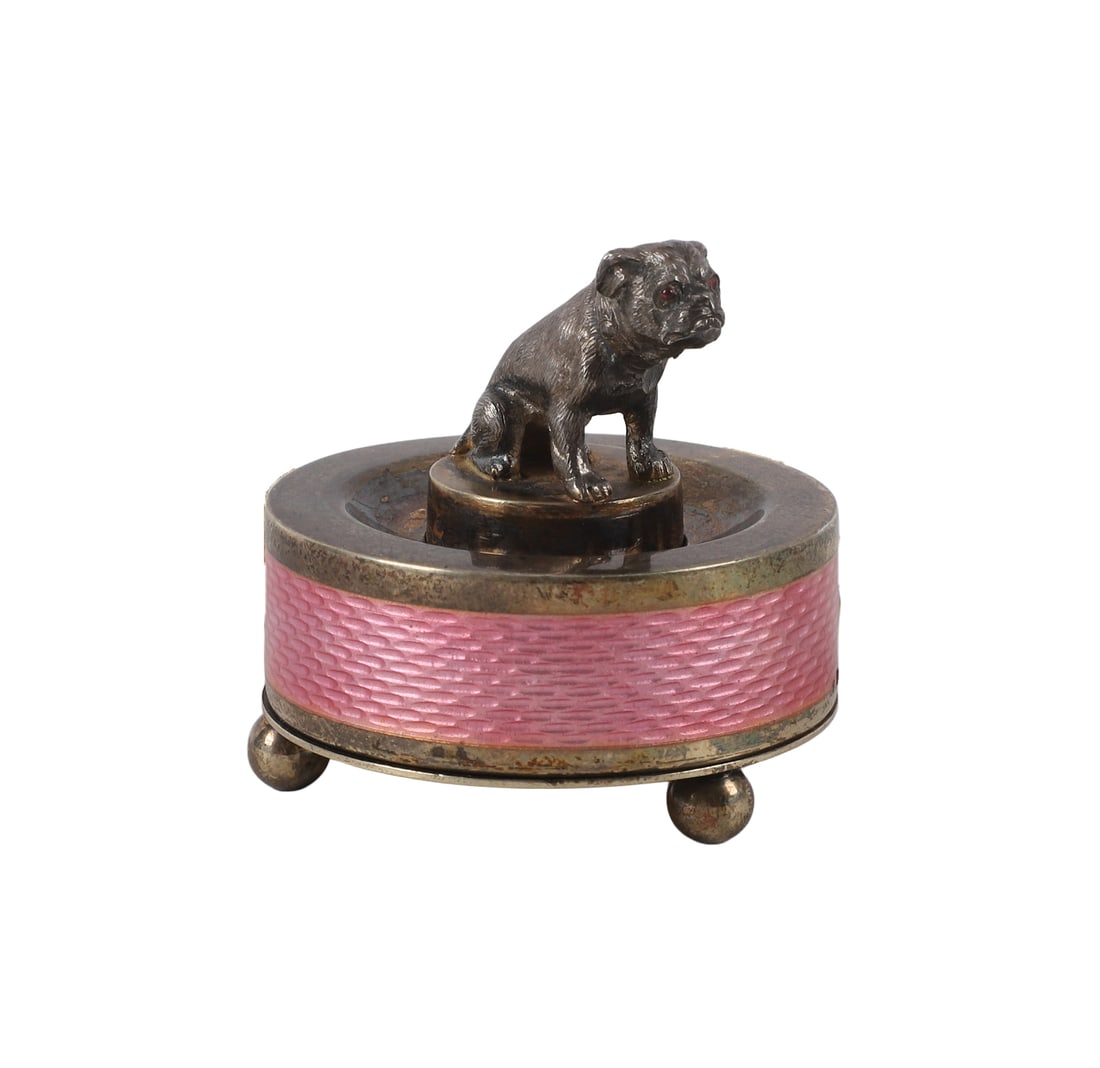 Antique William Hurcomb Silver Guilloche Bulldog Button/Buzzer (1 of 6)