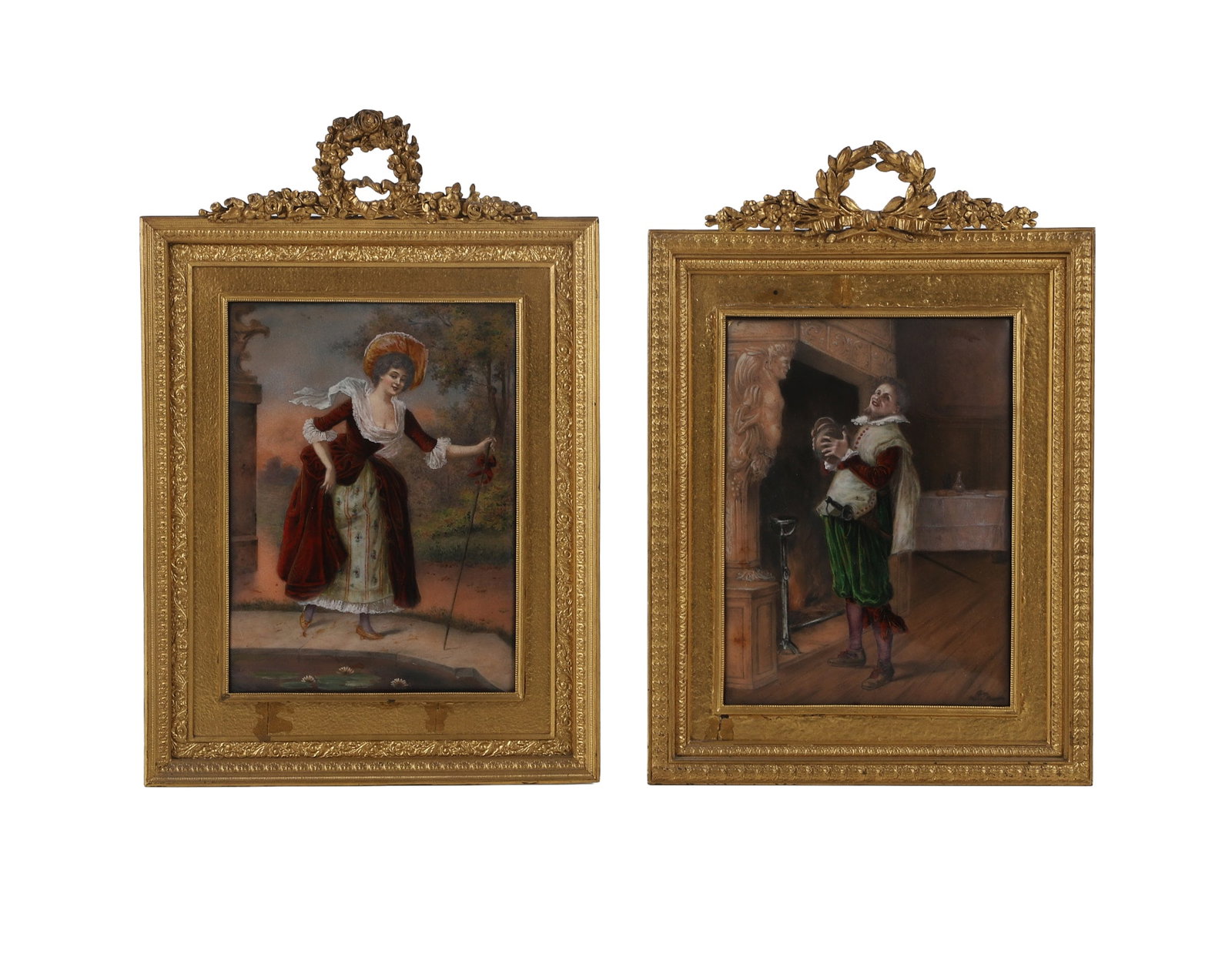 (2) Victorian Paintings on Porcelain, Gentleman & Lady (1 of 20)
