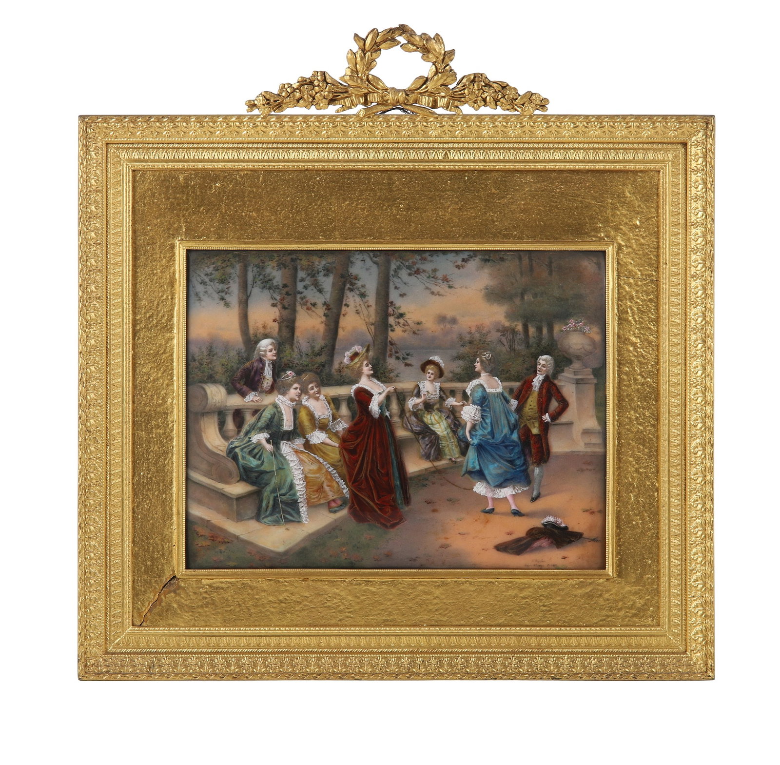 Victorian Painting on Porcelain, Garden Scene (1 of 7)