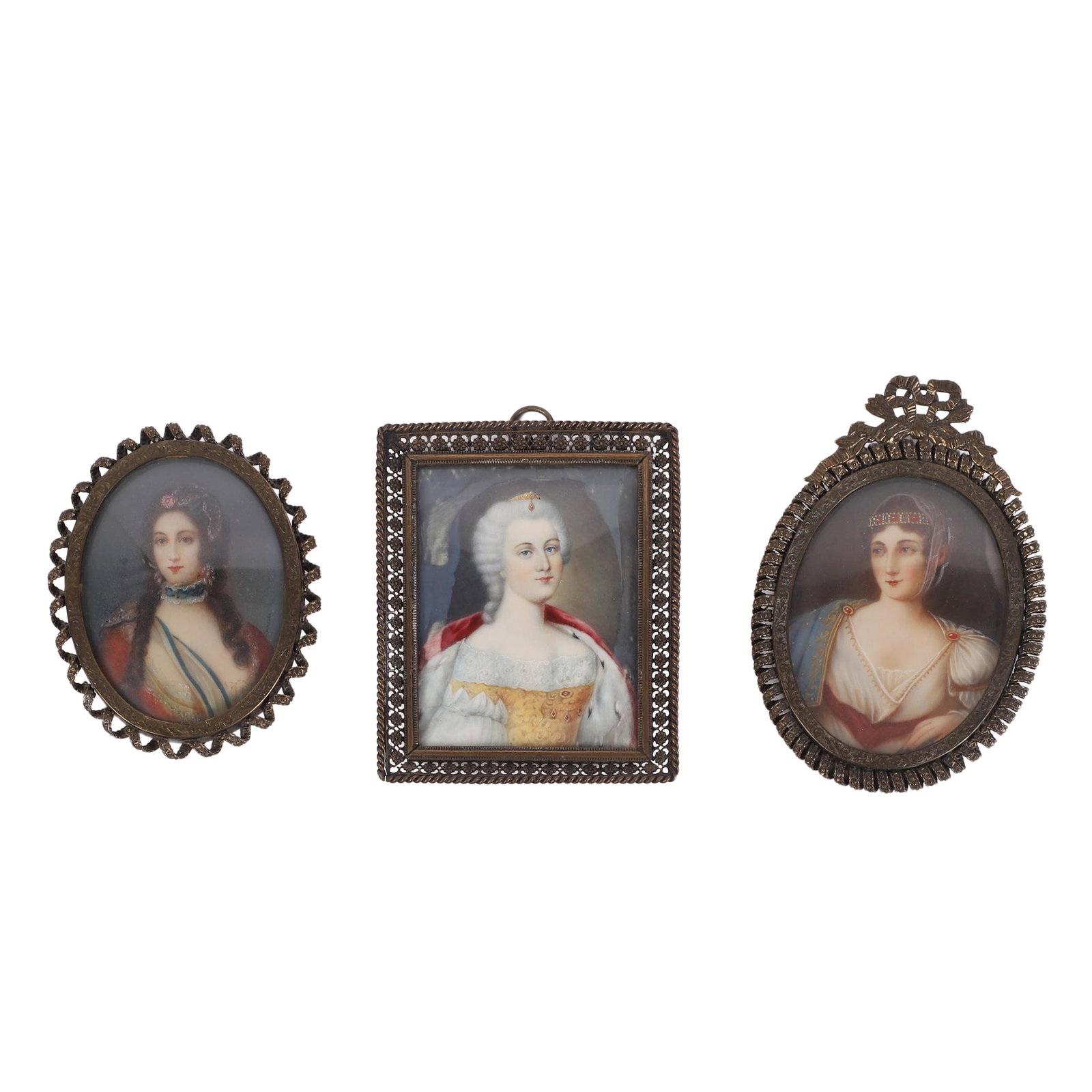 (3) Early Miniature Paintings of Noblewomen (1 of 10)