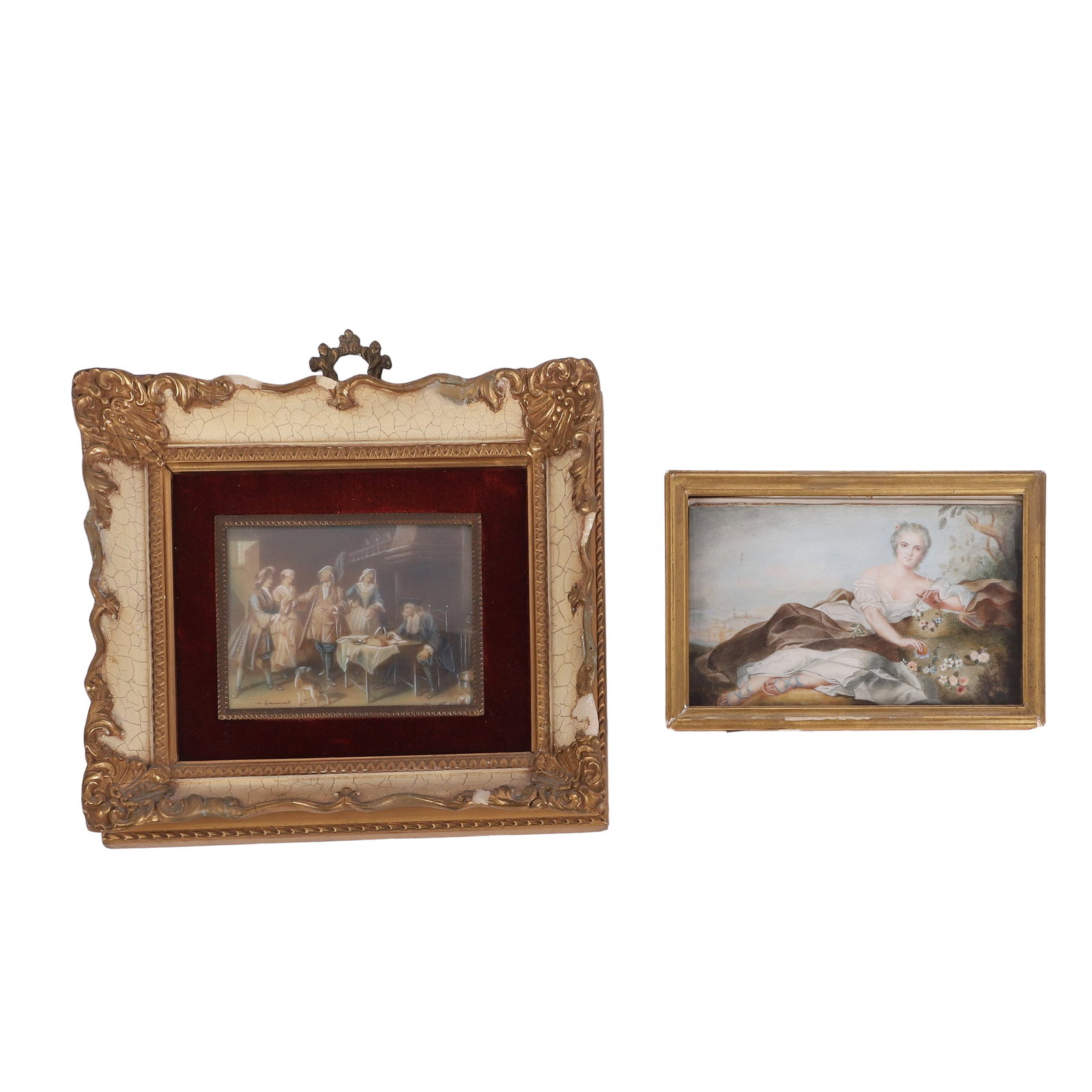 (2) Miniature Paintings After French Masters (1 of 10)