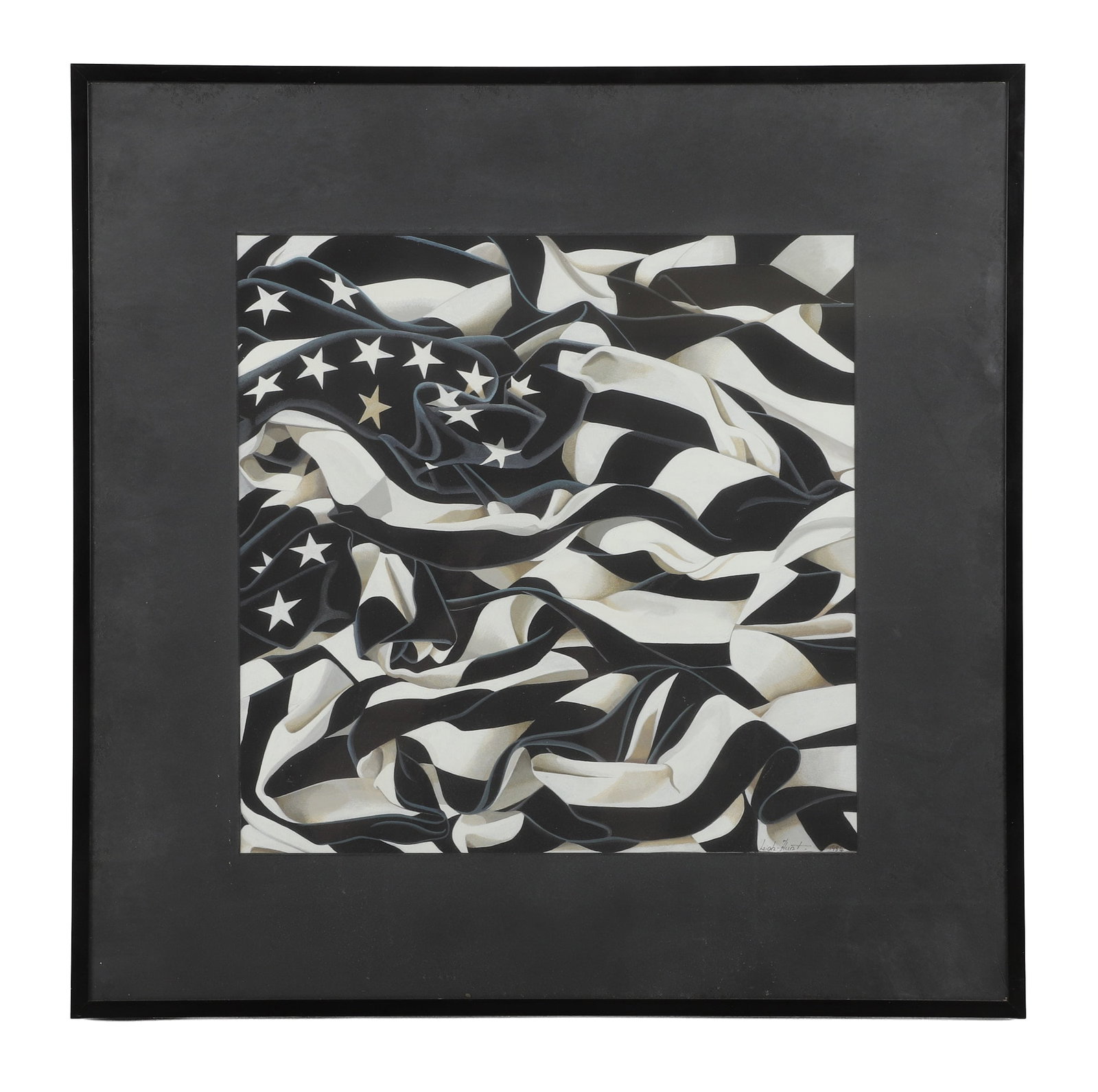 Helena Leigh-Hunt, American 20th C, Untitled (Stars and Stripes, US Flag) 1984, Acrylic on paper. (1 of 8)