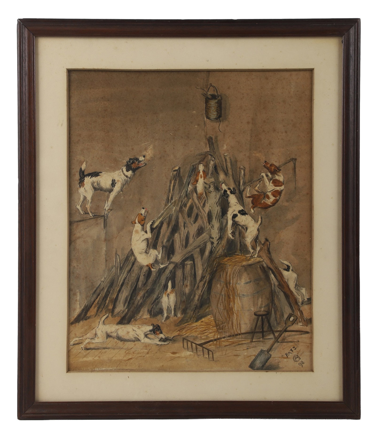 Late 19th C Watercolor, Jack Russell Terriers (1 of 7)
