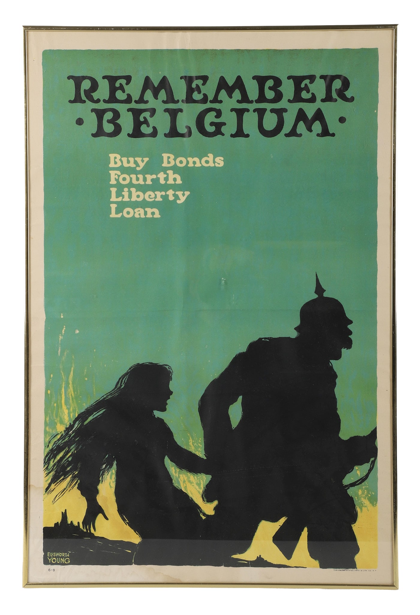 Framed 'Remember Belgium' WWI Poster (1 of 4)