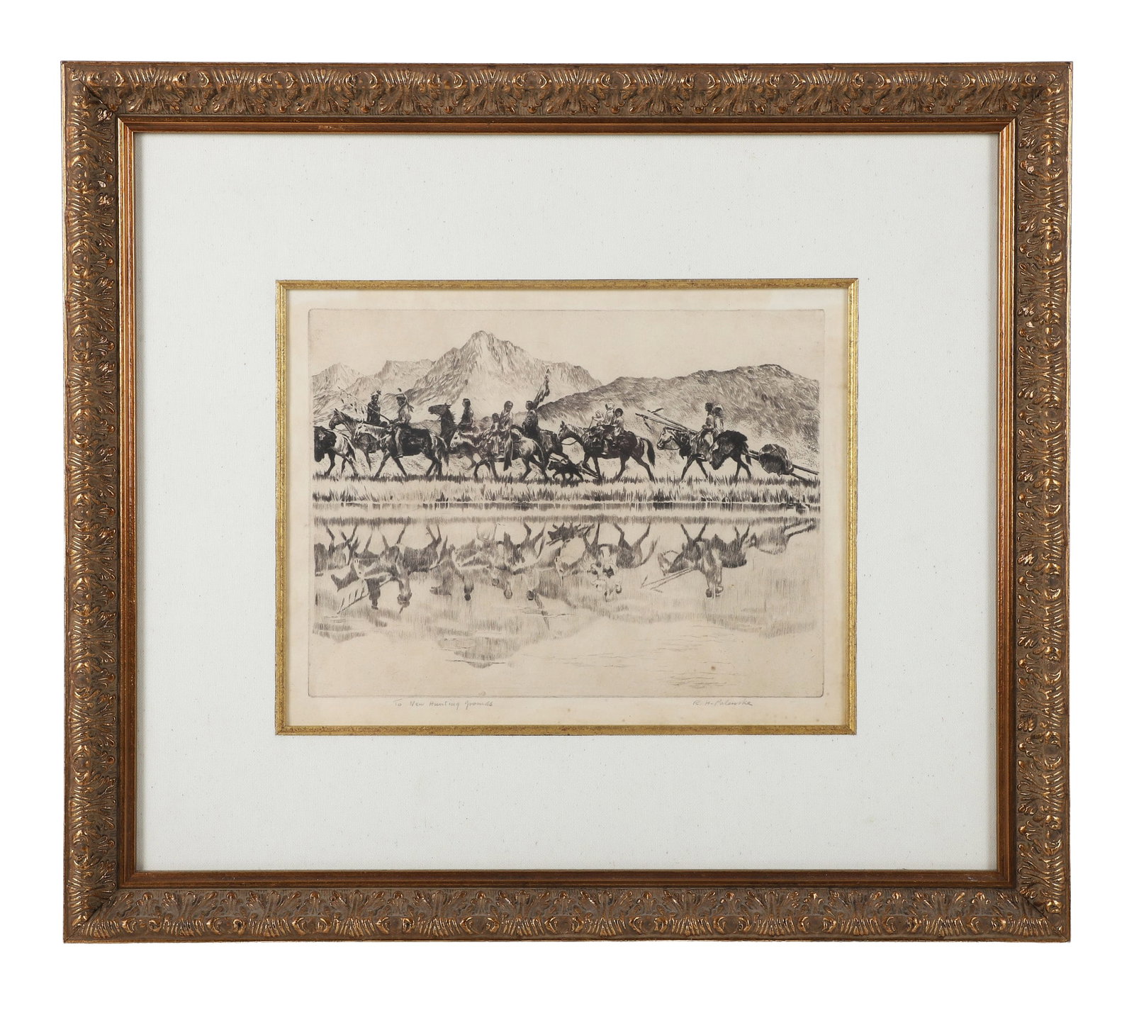 Reinhold H Palenske, American 1884-1954, Western Etching, Moving to New Hunting Grounds, Etching (1 of 8)