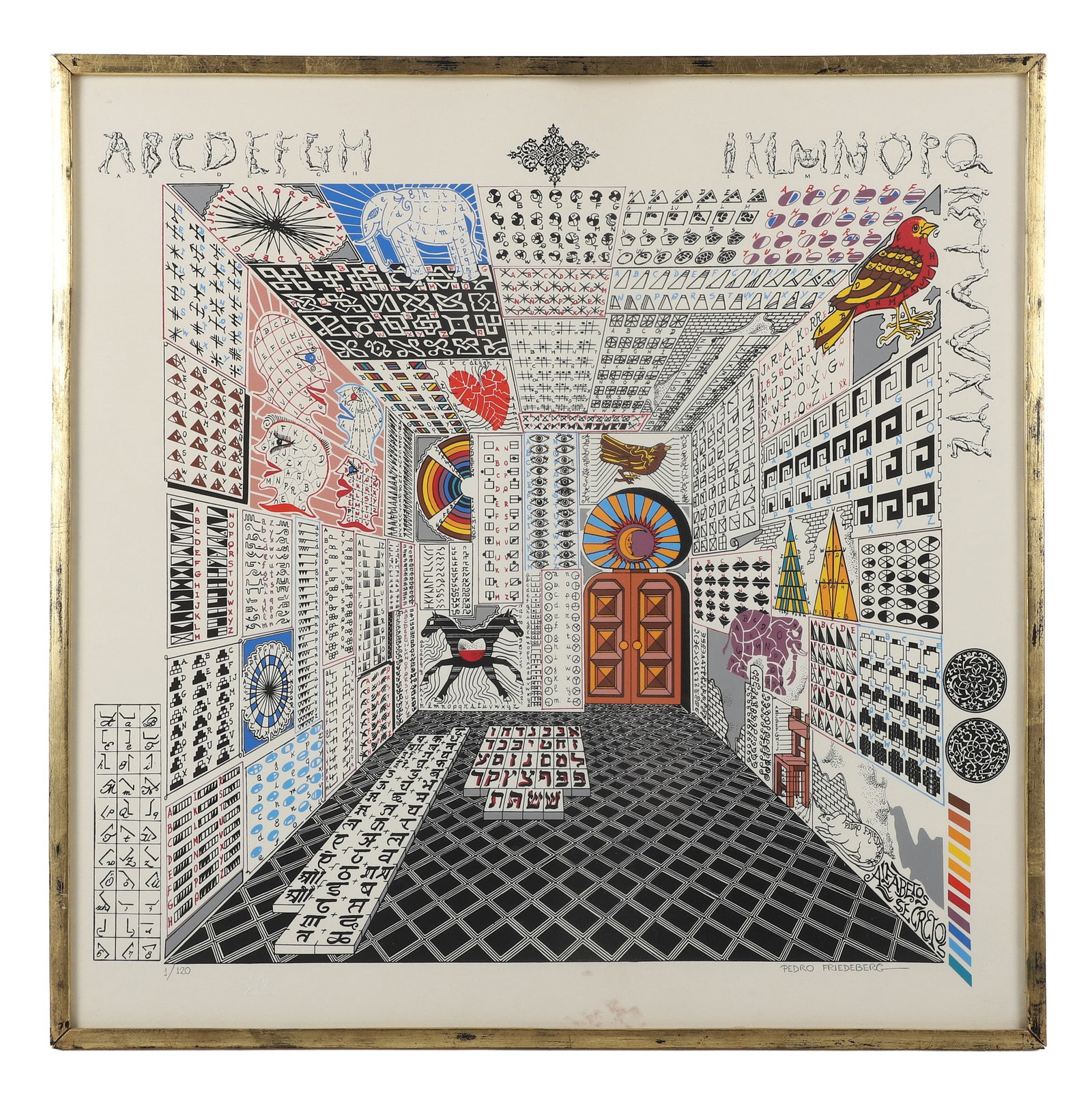 Pedro Friedeberg, Italian/American 1936-, Alfabetos Secretos, Secret Alphabets 1980, Serigraph print (1 of 13)