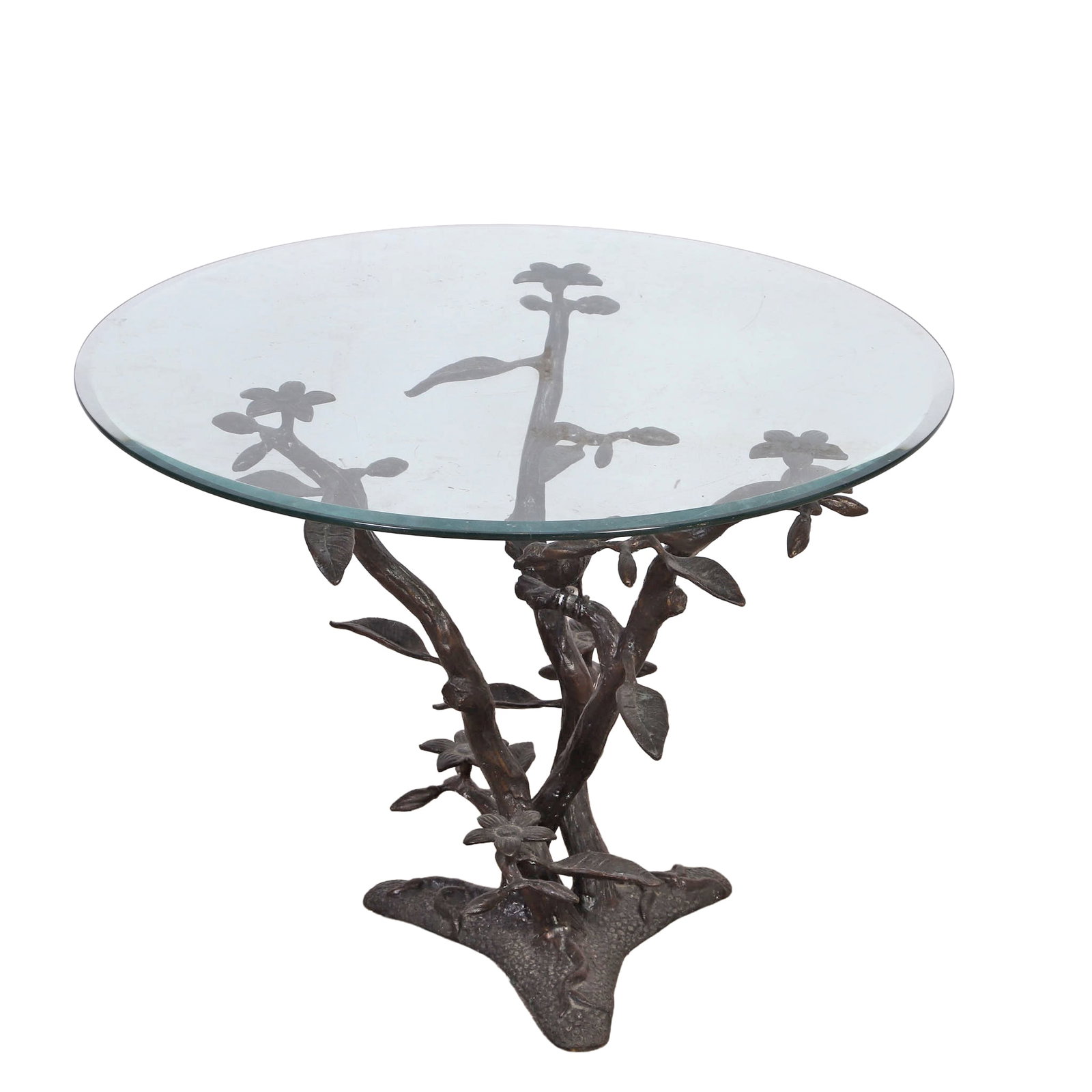 Willy Daro Style Glass Top Bronze (?) Bird and Tree Side Table (1 of 8)
