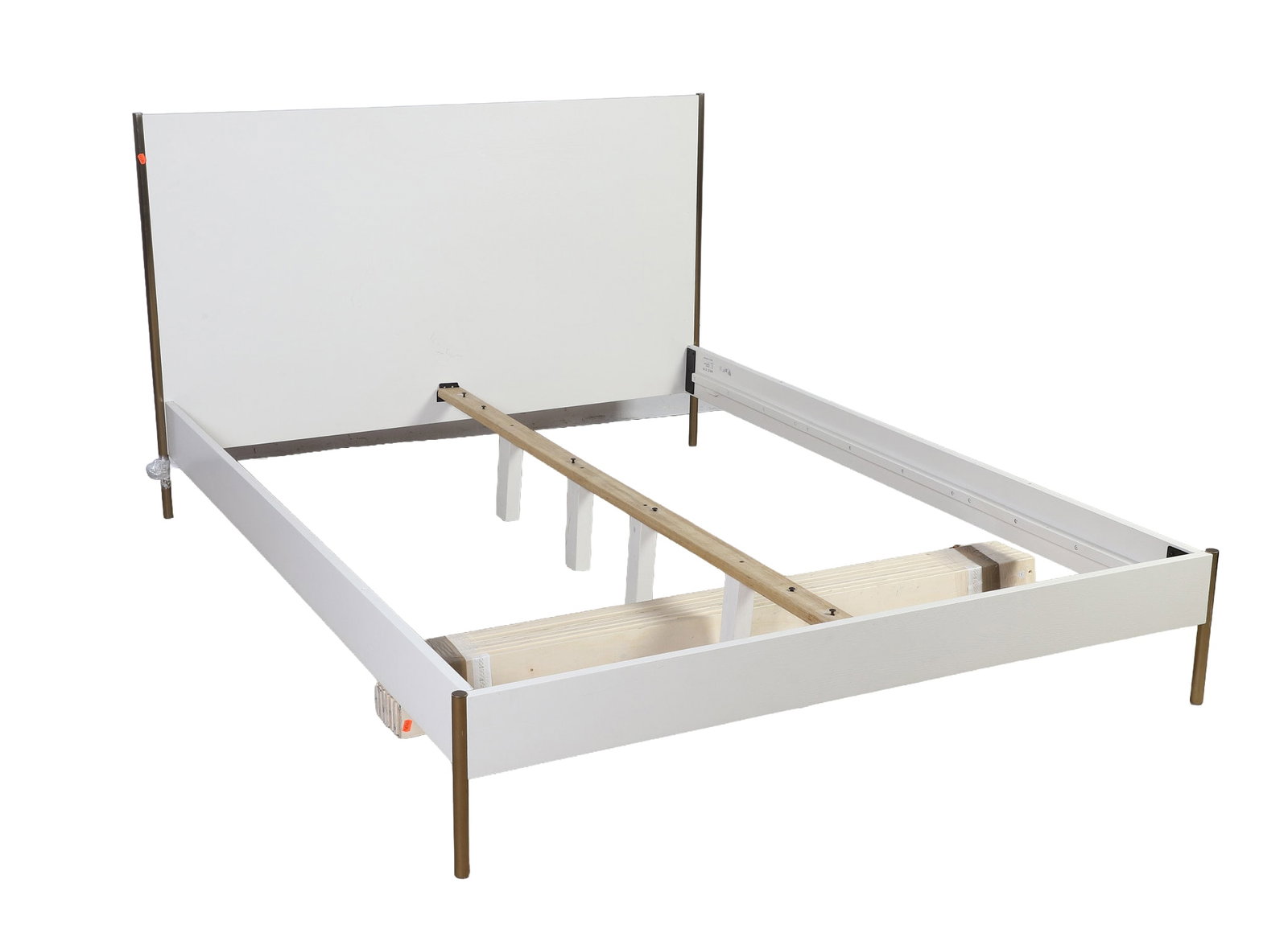 West Elm Painted Oak and Brass Bed (1 of 7)
