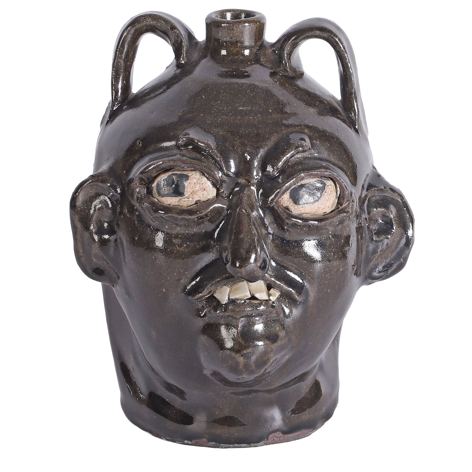 Chester Hewell, Georgia b.1950, Twin Handled Face Jug, Fleisher Ollman Gallery, Glazed pottery (1 of 20)