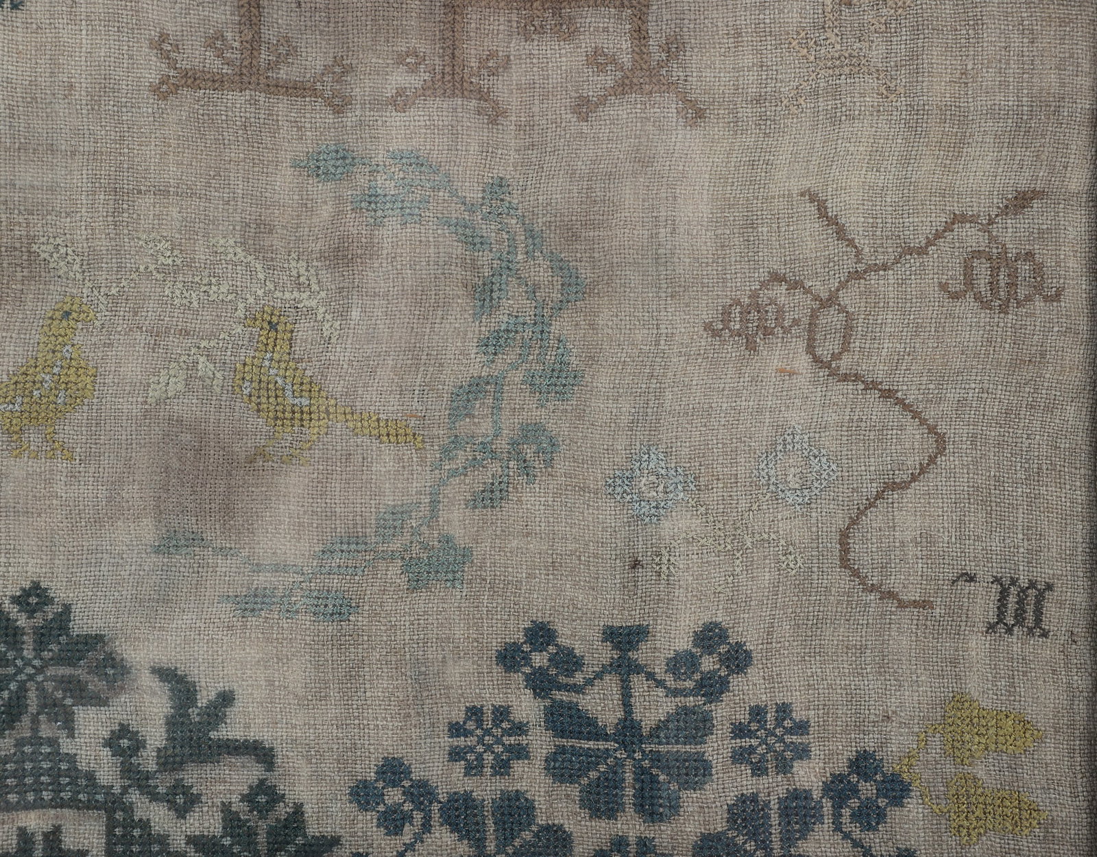 19th C. Needlework Sampler, Moaria Corey, 1827 - 8