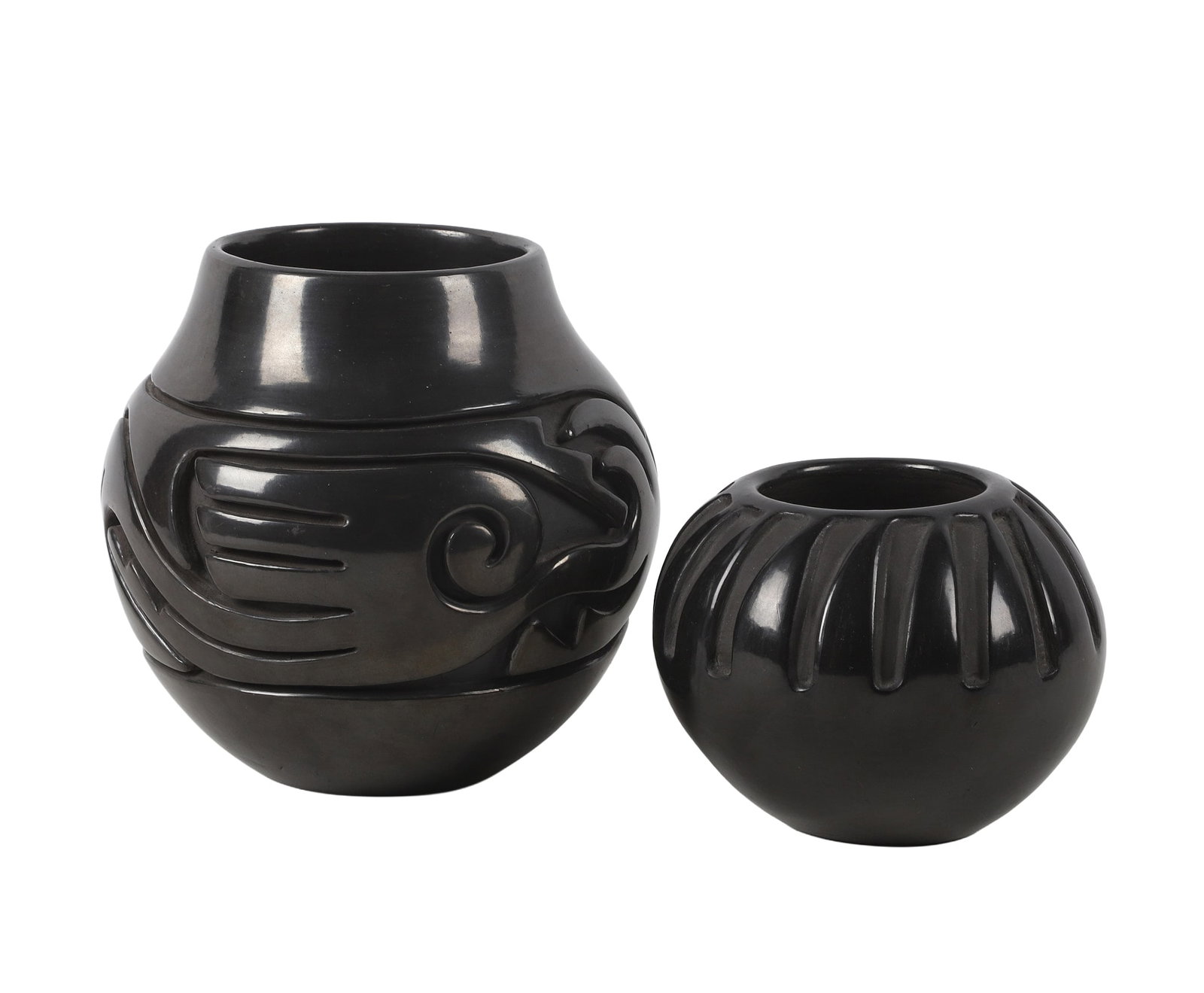 Teresita Naranjo (1919-1999), Carved Blackware Vase, + Frances Salazar (1936-2002) (1 of 6)