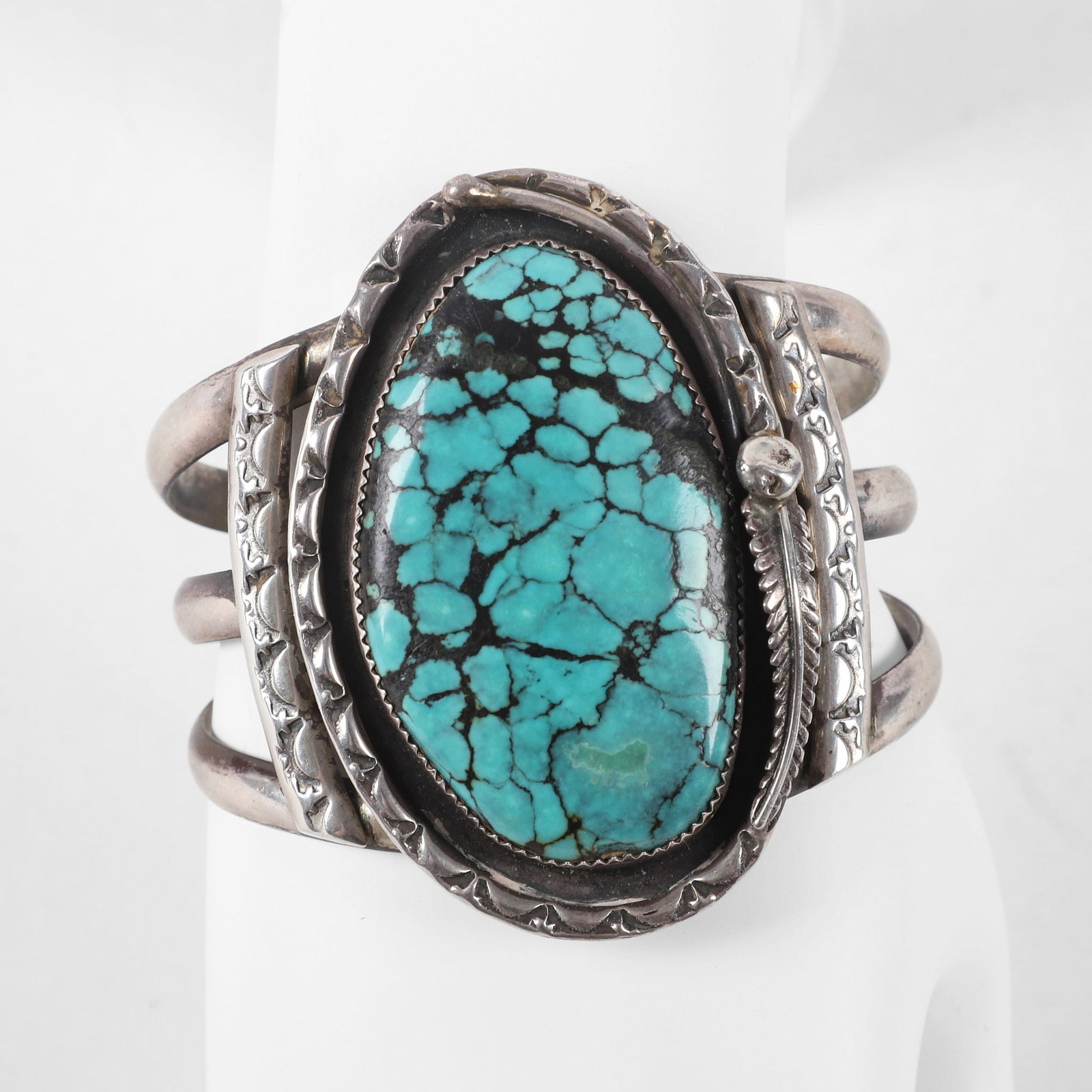 Native American Sterling Silver & Turquoise Cuff Bracelet (1 of 9)