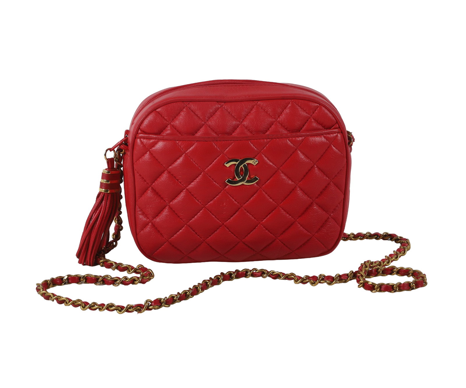 Vintage Red Quilted Leather Chanel Purse (1 of 7)