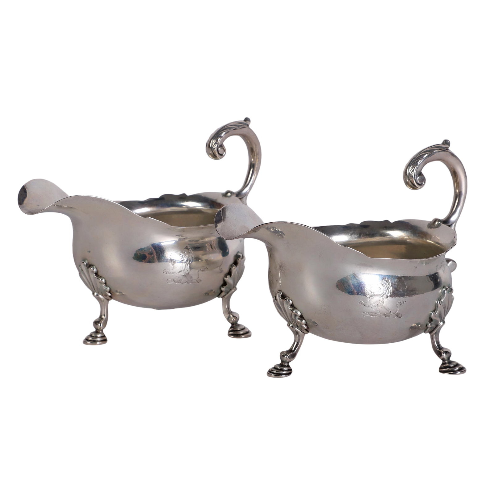 Matching Sterling Lion Sauce Boats, J. Swift, 1751 (1 of 6)
