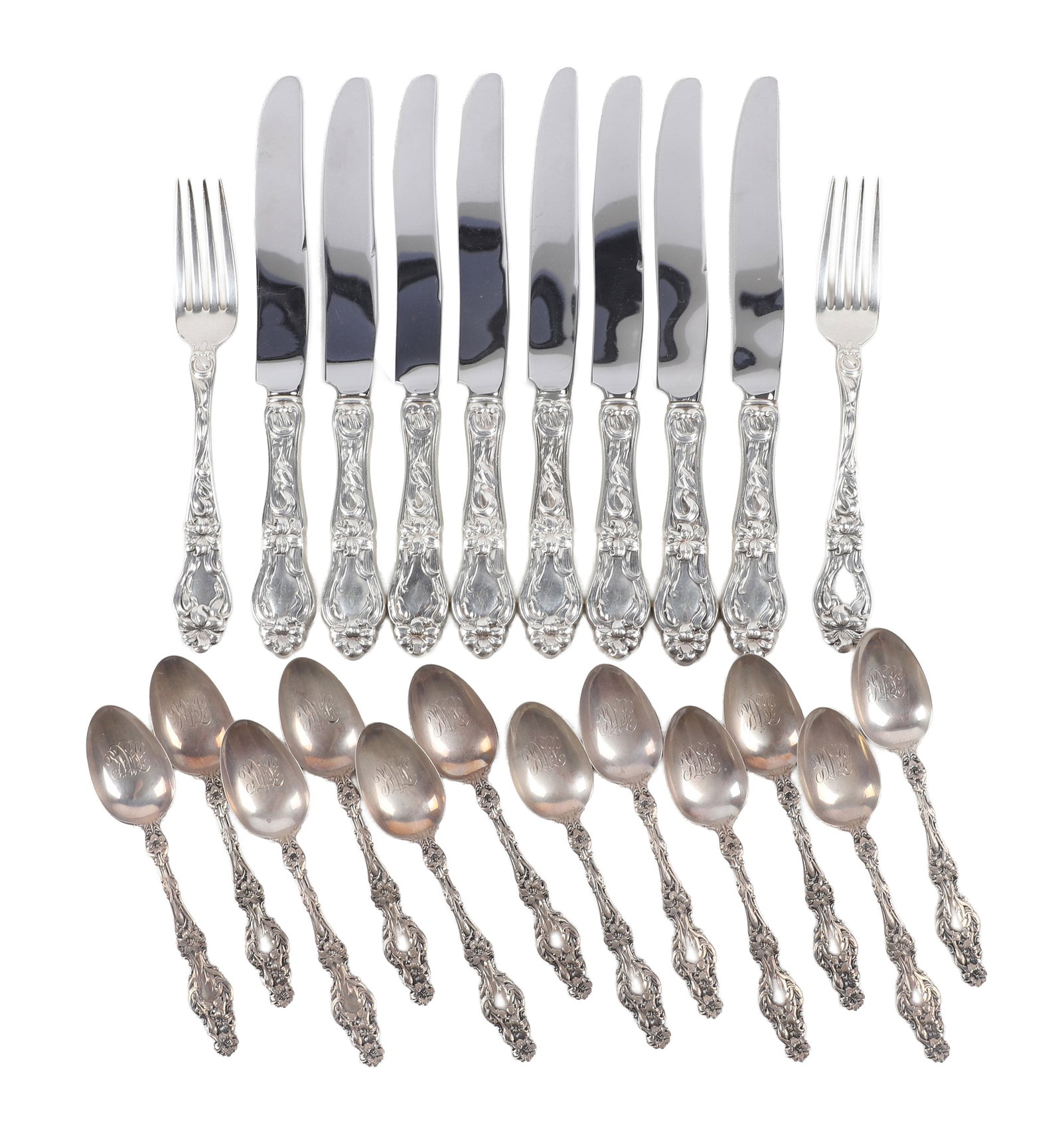 (22) Sterling Silver Whiting 'Lily' Pattern Flatware (1 of 9)