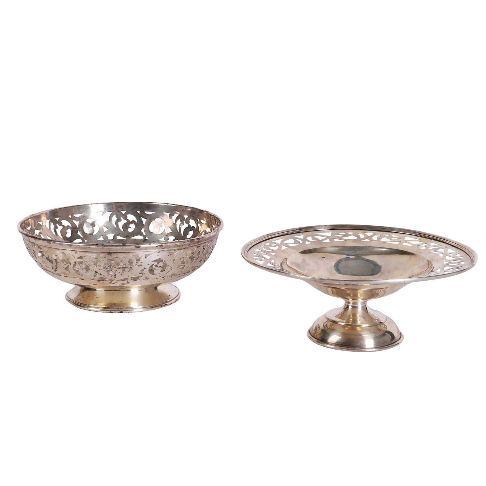 (2) Perforated Sterling Silver Bowl & Compote (1 of 10)