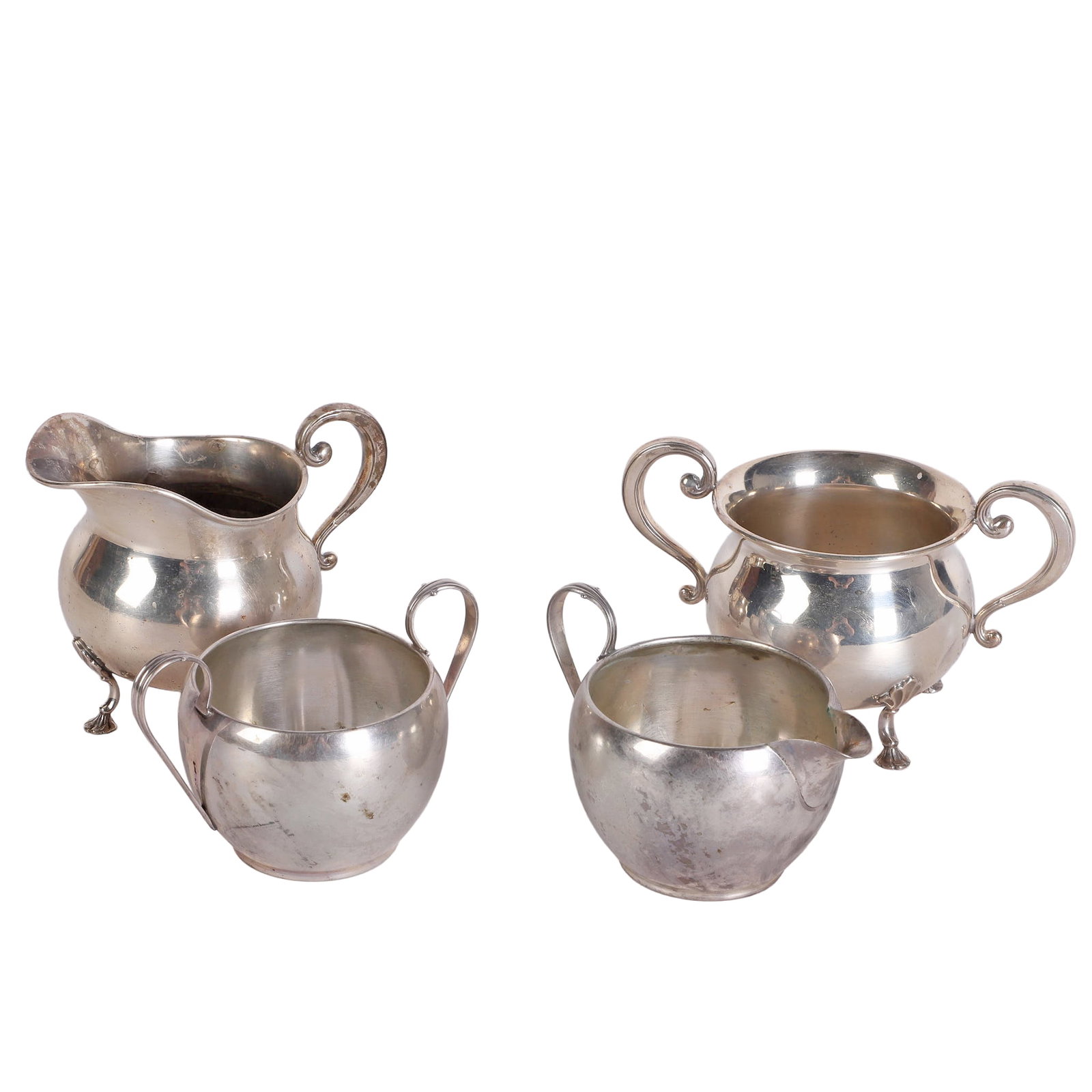 (2) Sterling Silver Creamer/Sugar Pairs (1 of 10)