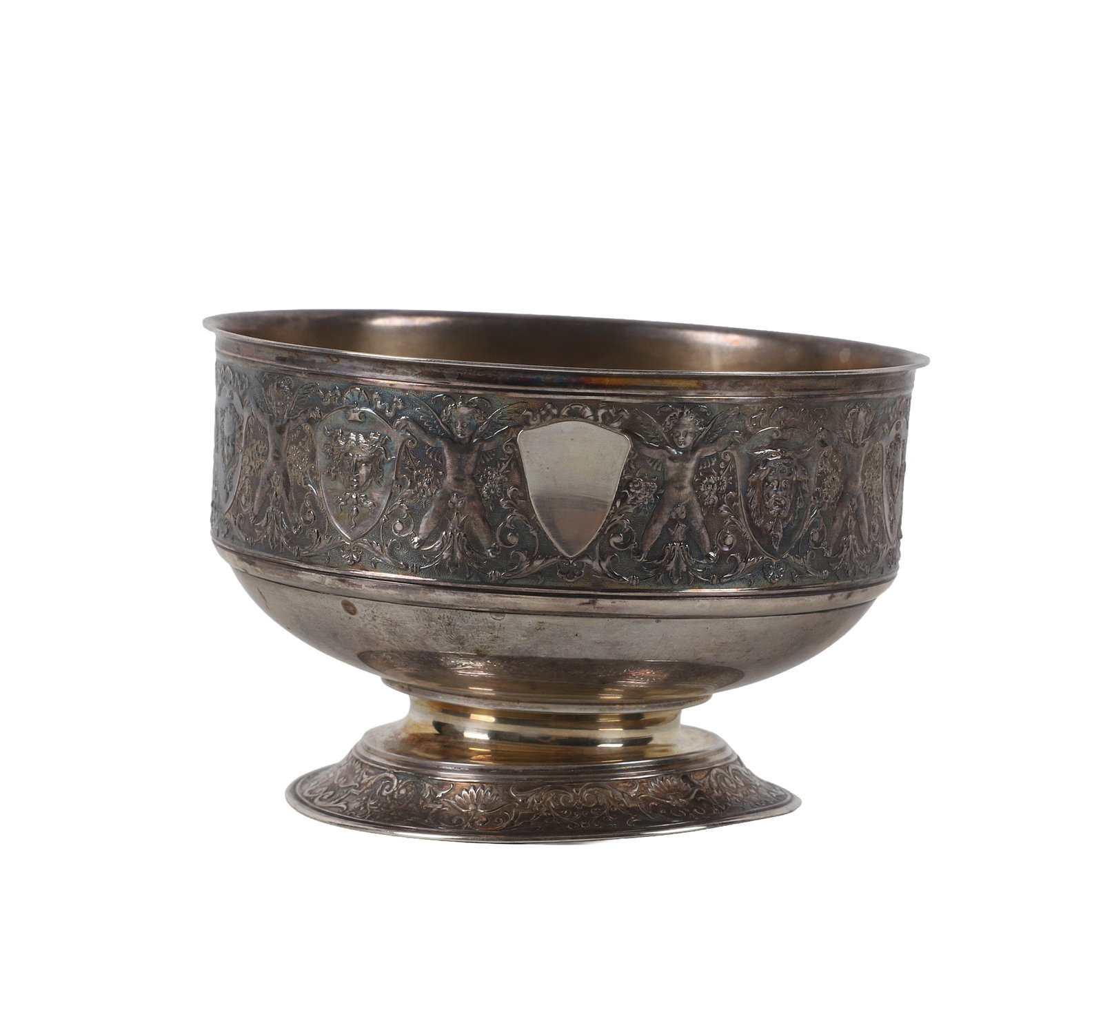 Starr & Marcus English Sterling Neoclassical Footed Bowl: Starr & Marcus English Sterling Neoclassical Footed Bowl Starr & Marcus sterling silver footed bowl with wrapped Neoclassical motif. Makers marks underneath, 6.615 ozt, 4 1/2"w x 3"h