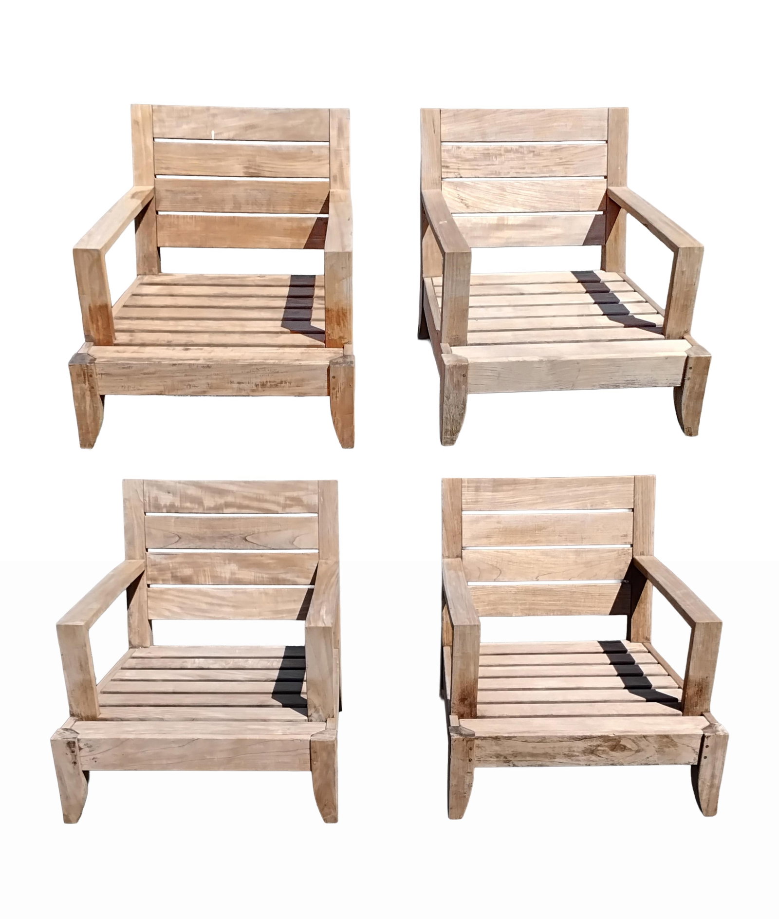 (4) Restoration Hardware Teak Outdoor Lounge Chairs (1 of 7)
