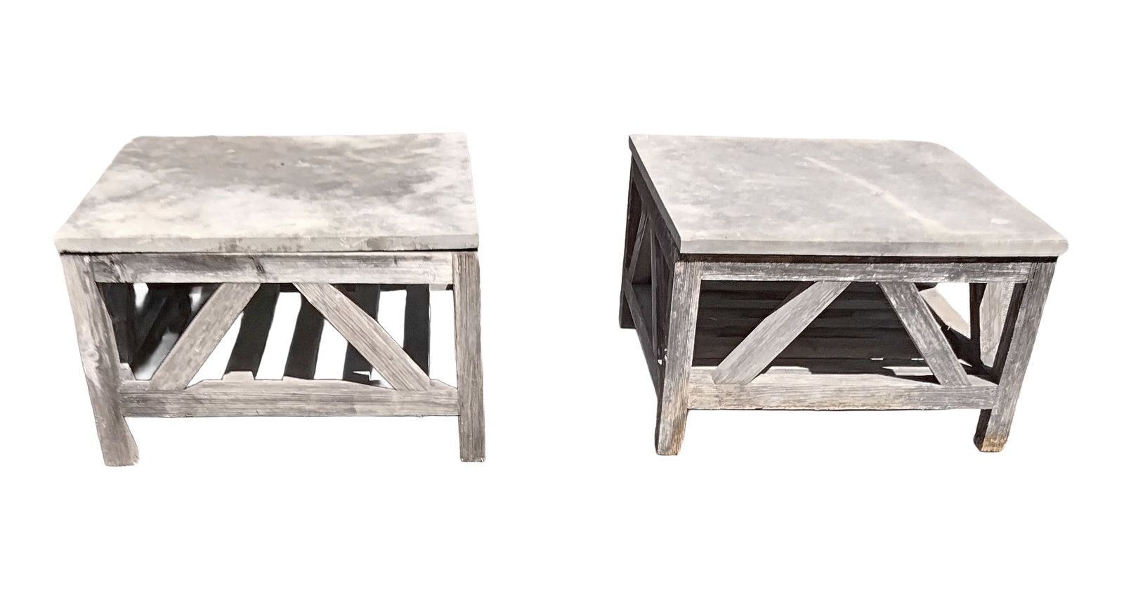 Pr Of Outdoor Side Table With Slate Tops (1 of 5)