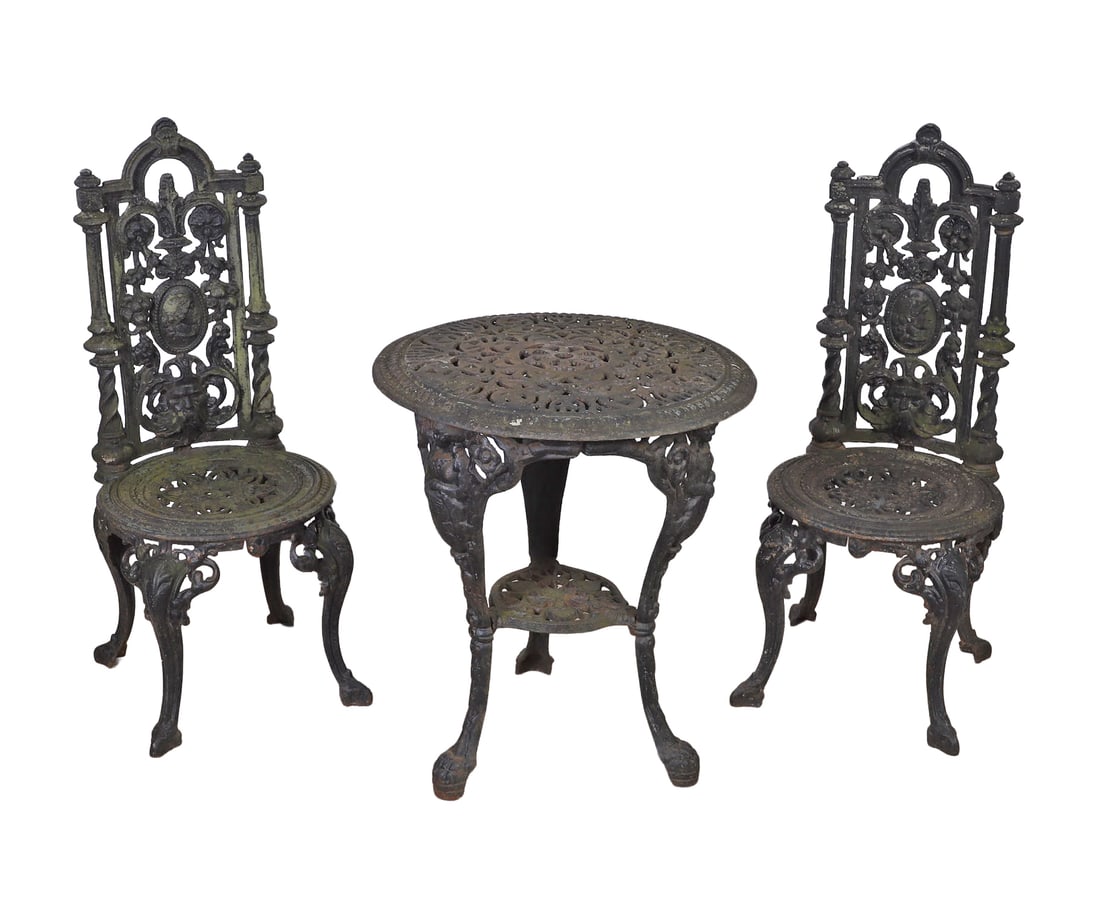 (3) Piece Victorian Cast Iron Garden Table and Chair Set (1 of 20)