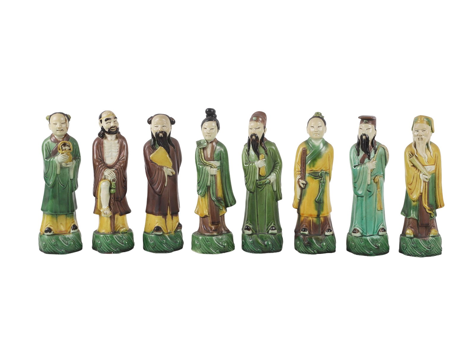 (8) Chinese Sancai Immortal Deity Figures: (8) Chinese Sancai Immortal Deity Figures Glazed ceramic figures.