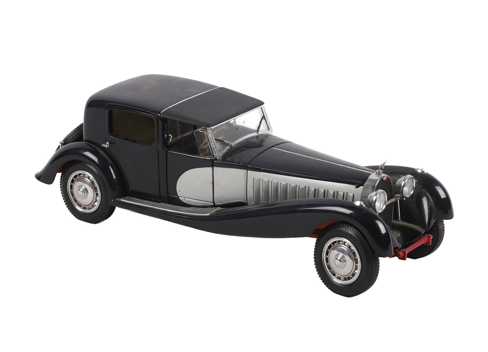 1931 Bugatti Royale Coupe de Ville Model: 1931 Bugatti Royale Coupe de Ville Model The Franklin Mint Precision Models, 1:16 scale car model, Crafted in China, Color: Black/Gray Doors and hood open / detail engine compartment, with original la