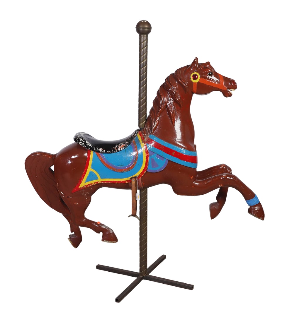 Composite Carousel Horse: Composite Carousel Horse Vintage reproduction on pole stand.